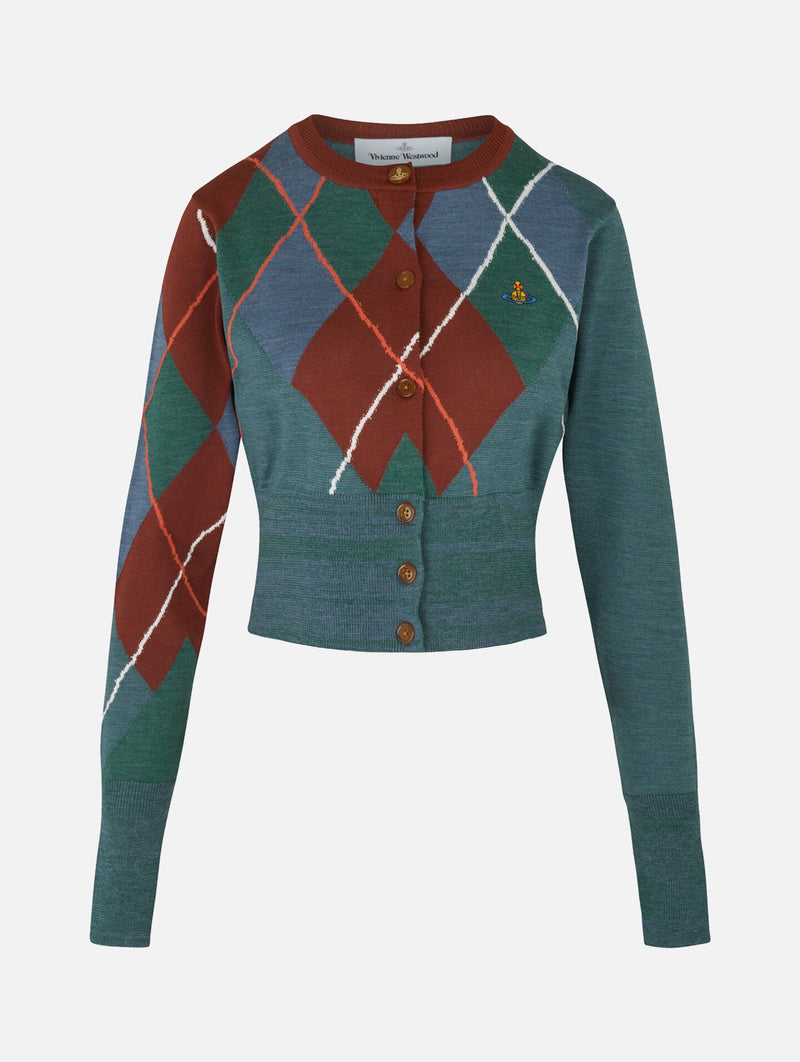 Argyle Cropped Cardi in Woodland Multi