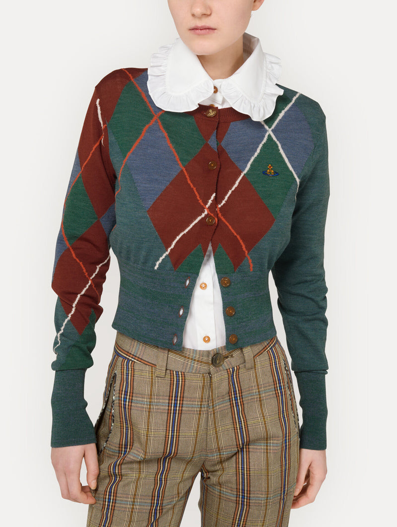 Argyle Cropped Cardi in Woodland Multi