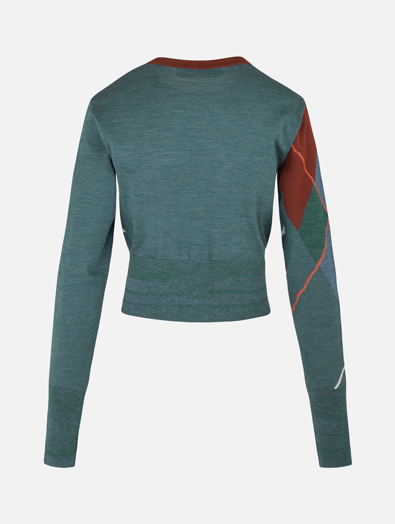 Argyle Cropped Cardi in Woodland Multi