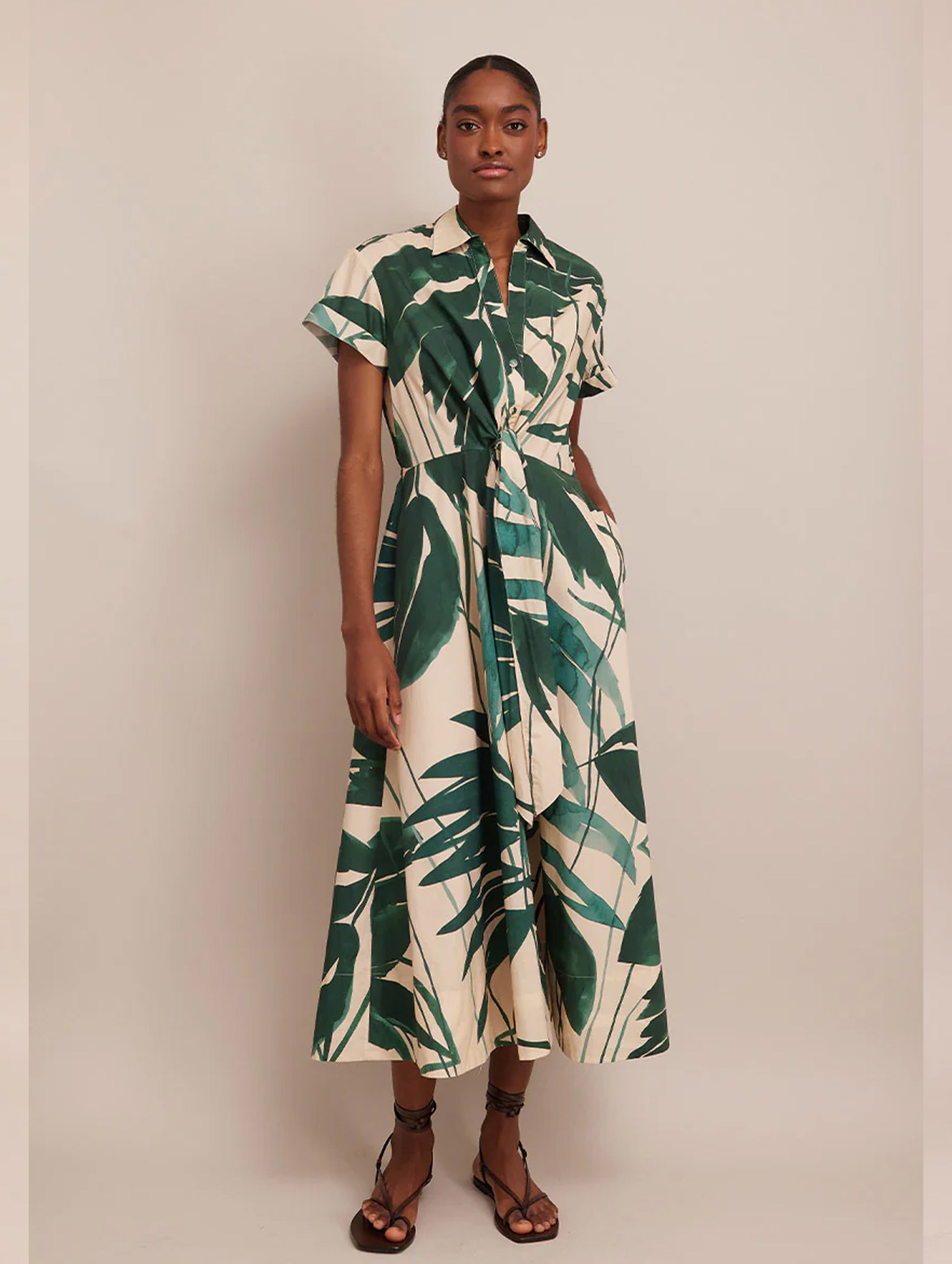 Asbury Midi Dress in Palm Oasis