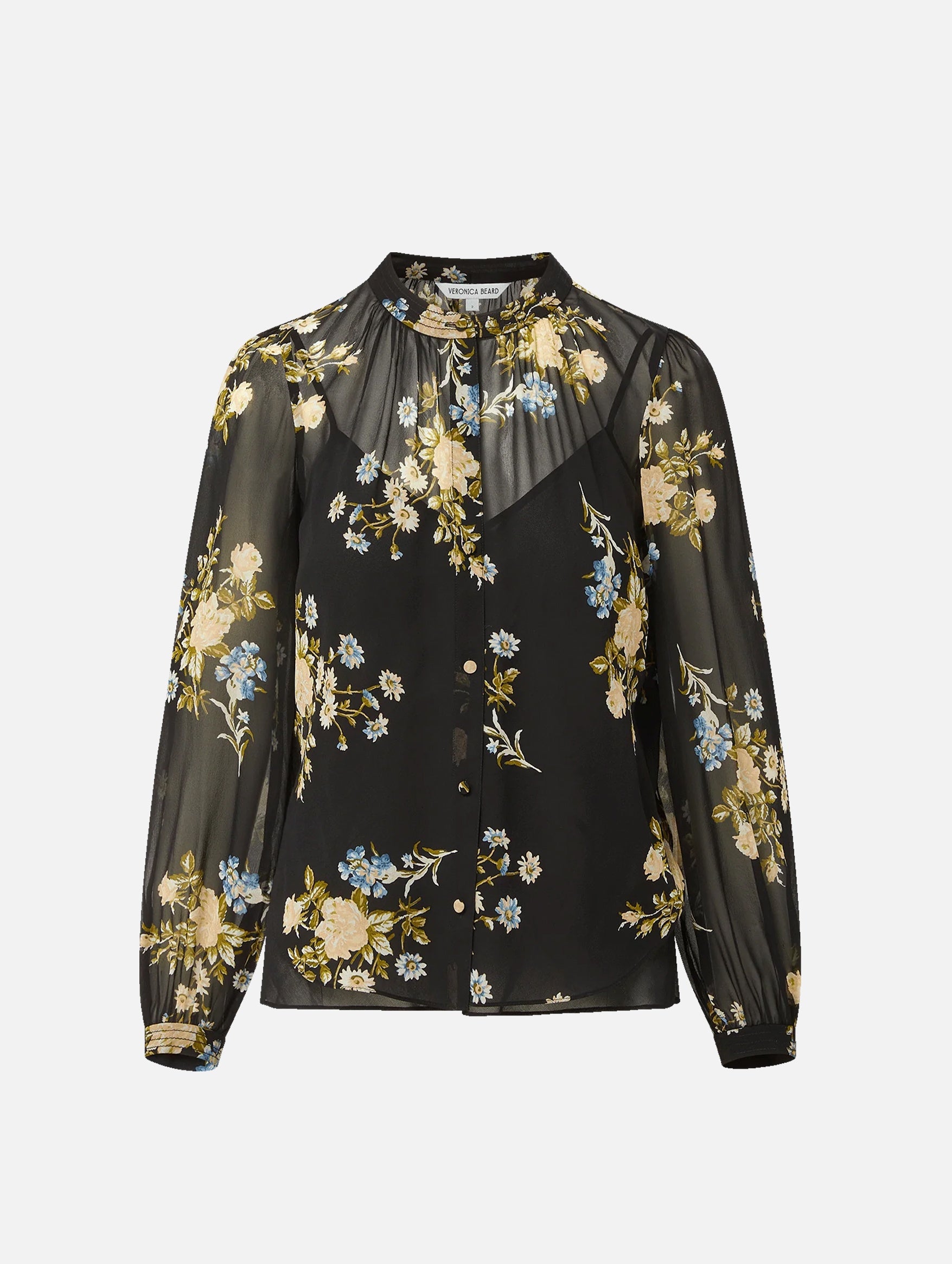 Ashlynn Silk Blouse in Black Floral