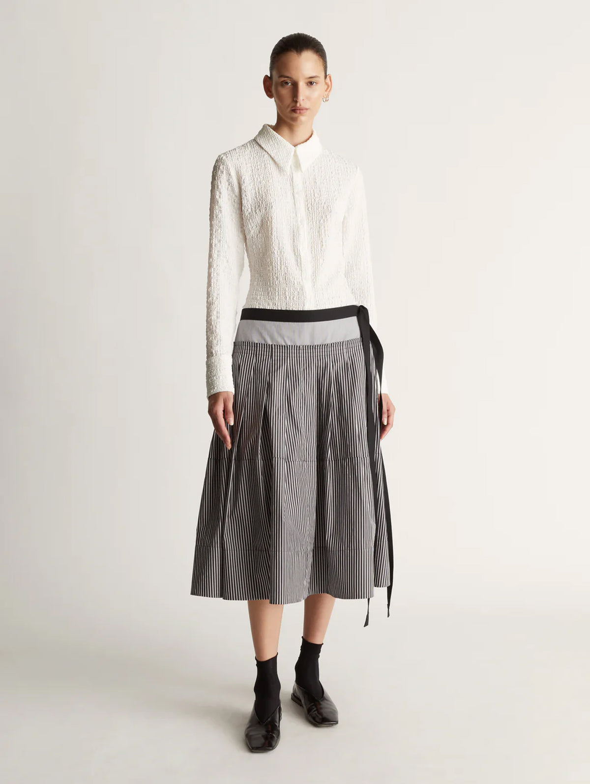 Ashton Skirt in Charcoal Stripe