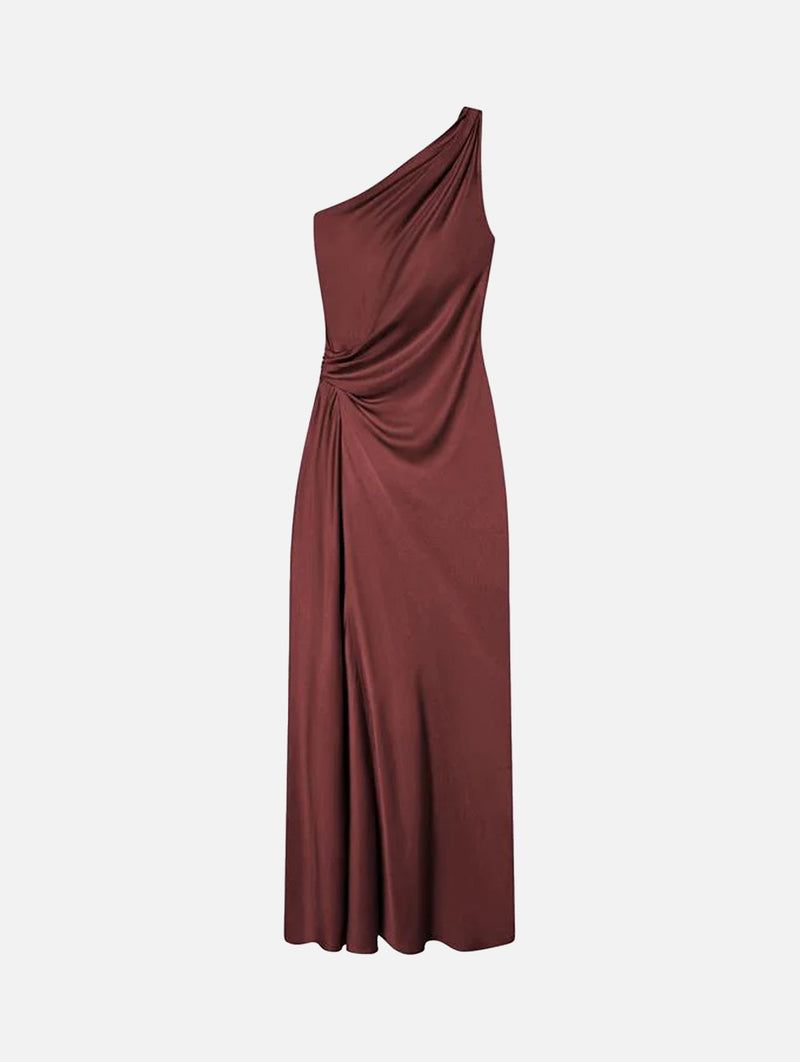 Aster One Shoulder Gown in Black Cherry