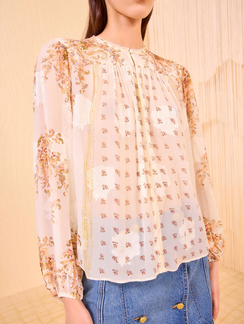 Aster Long Sleeve Blouse in Alabaster