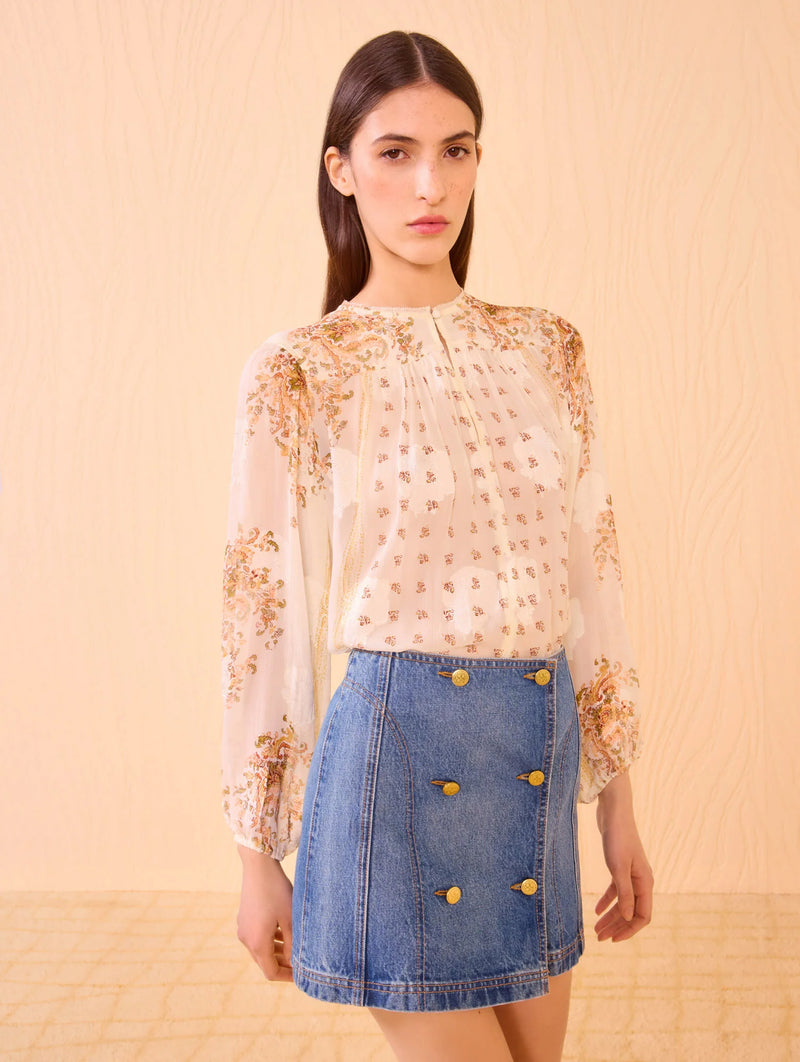 Aster Long Sleeve Blouse in Alabaster