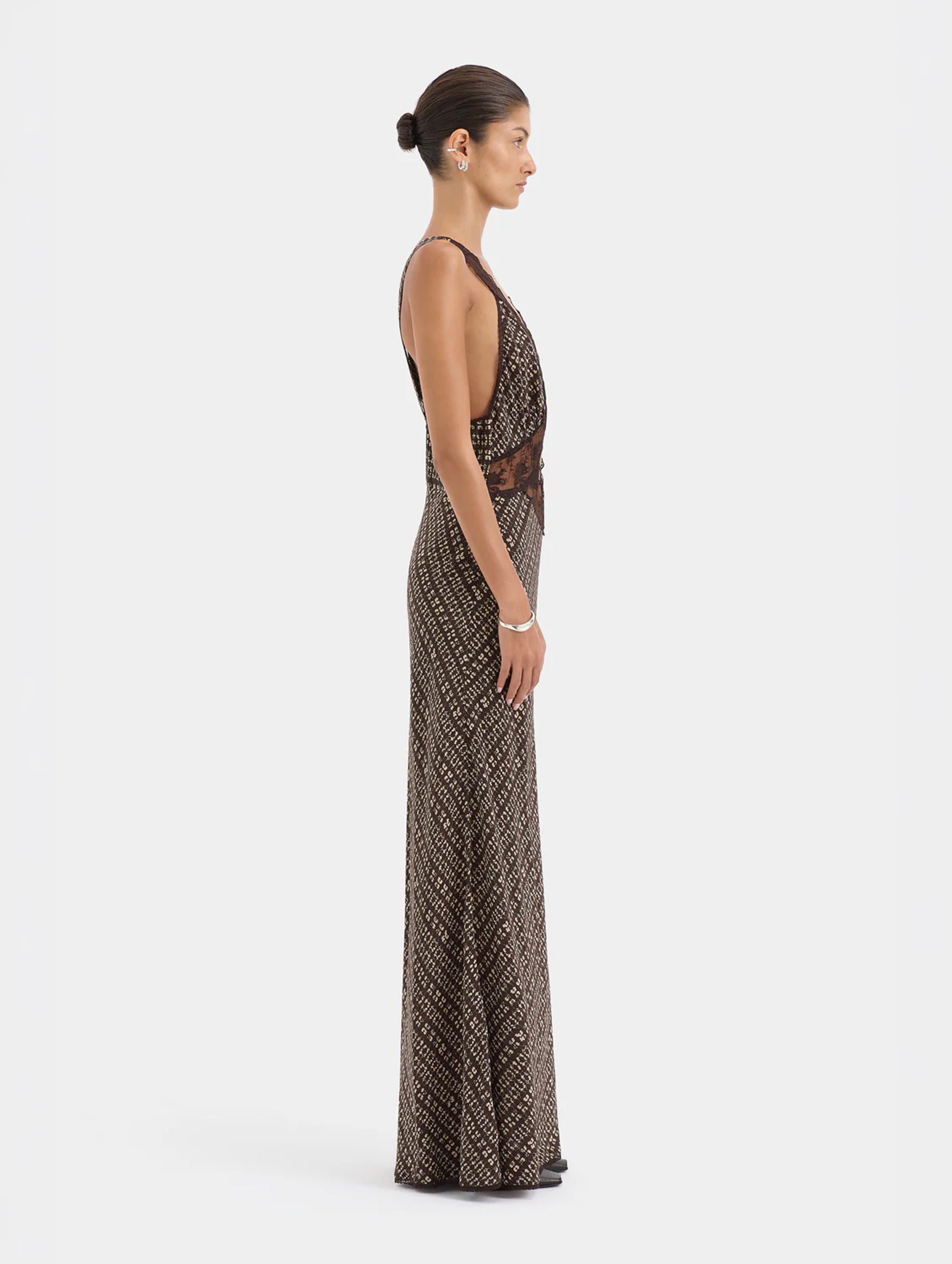 Astrid Cut Out Gown in Tisso Plum