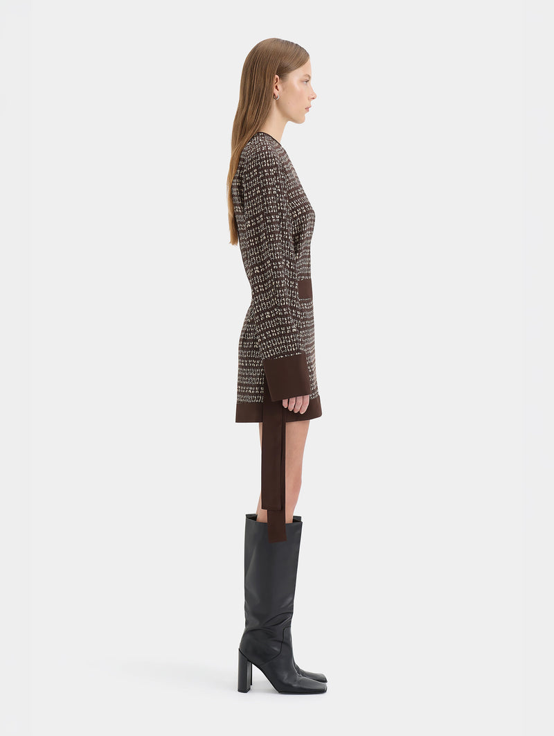 Astrid Long Sleeve Mini Dress in Tisso Plum