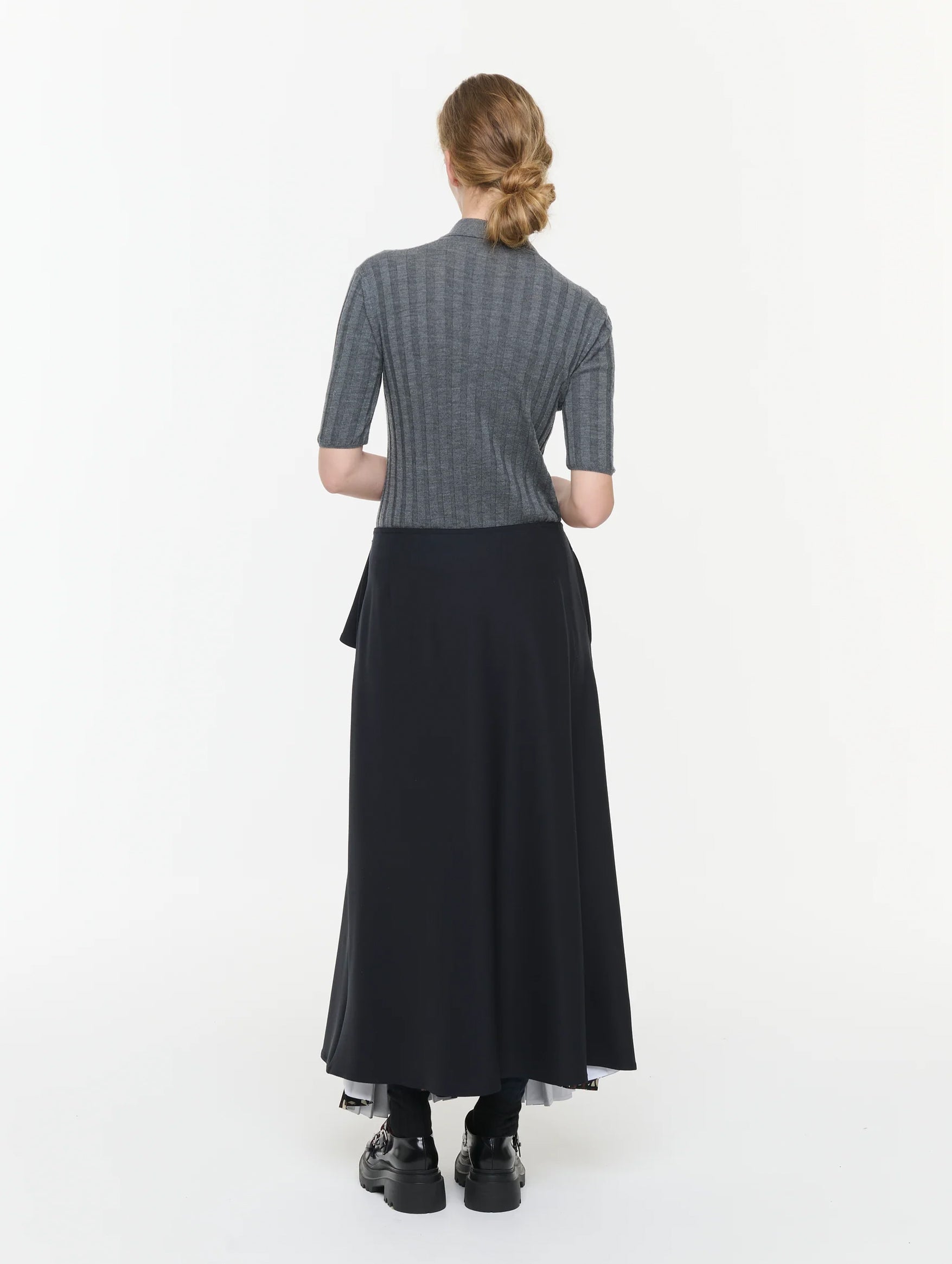 Asymmetric Wool And Silk Skirt in Brown Fantasy