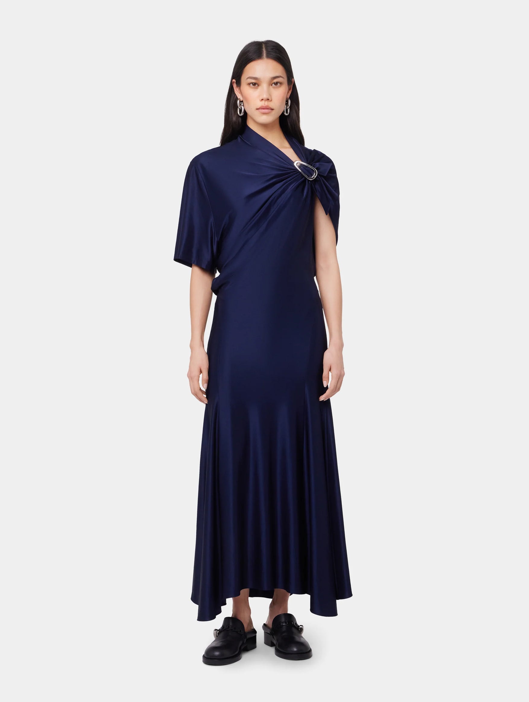 Asymmetrical Long Dress In Deep Navy