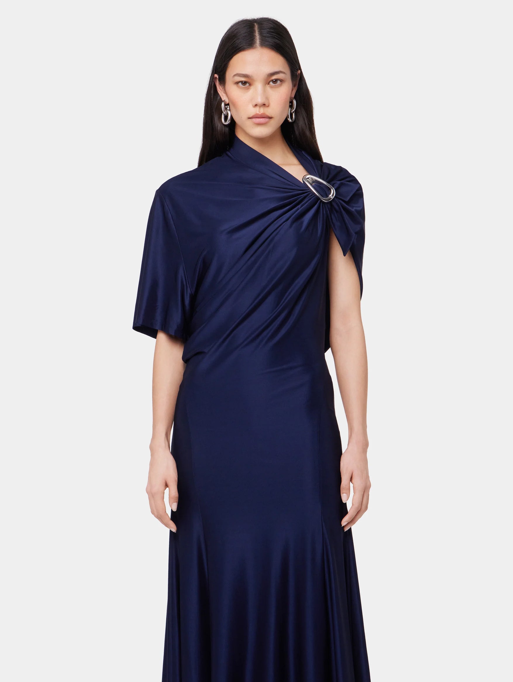 Asymmetrical Long Dress In Deep Navy