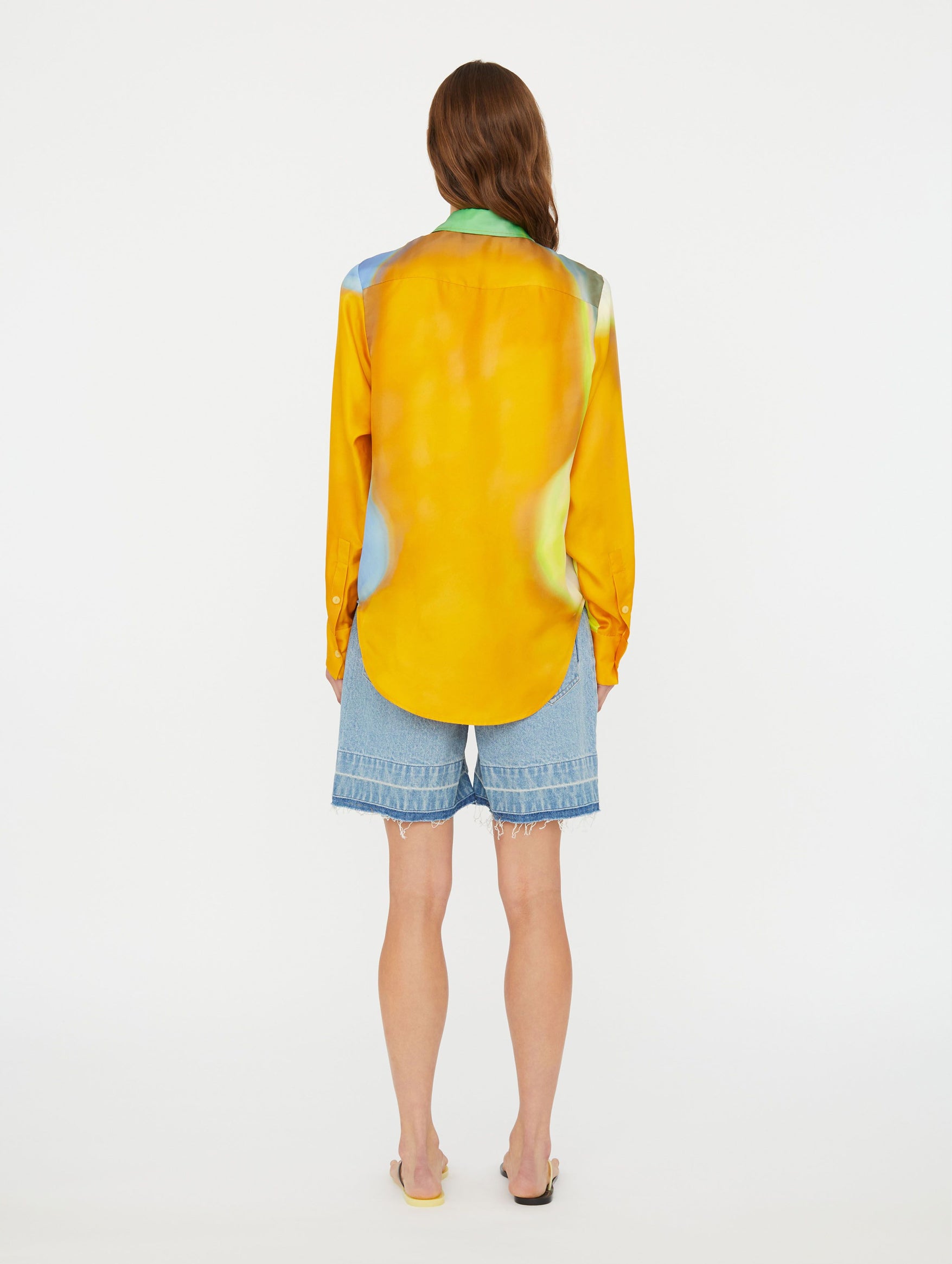 Aura Silk Slim Shirt In Tangelo