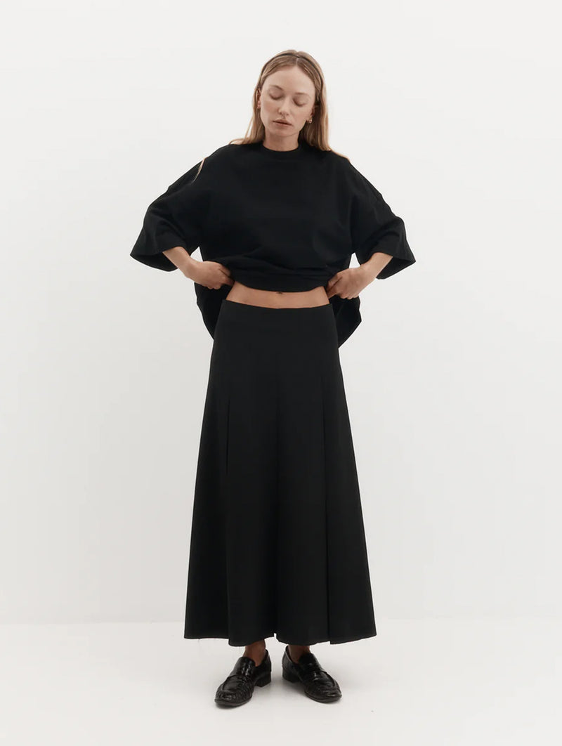 Ava Skirt in Black Drape Suiting