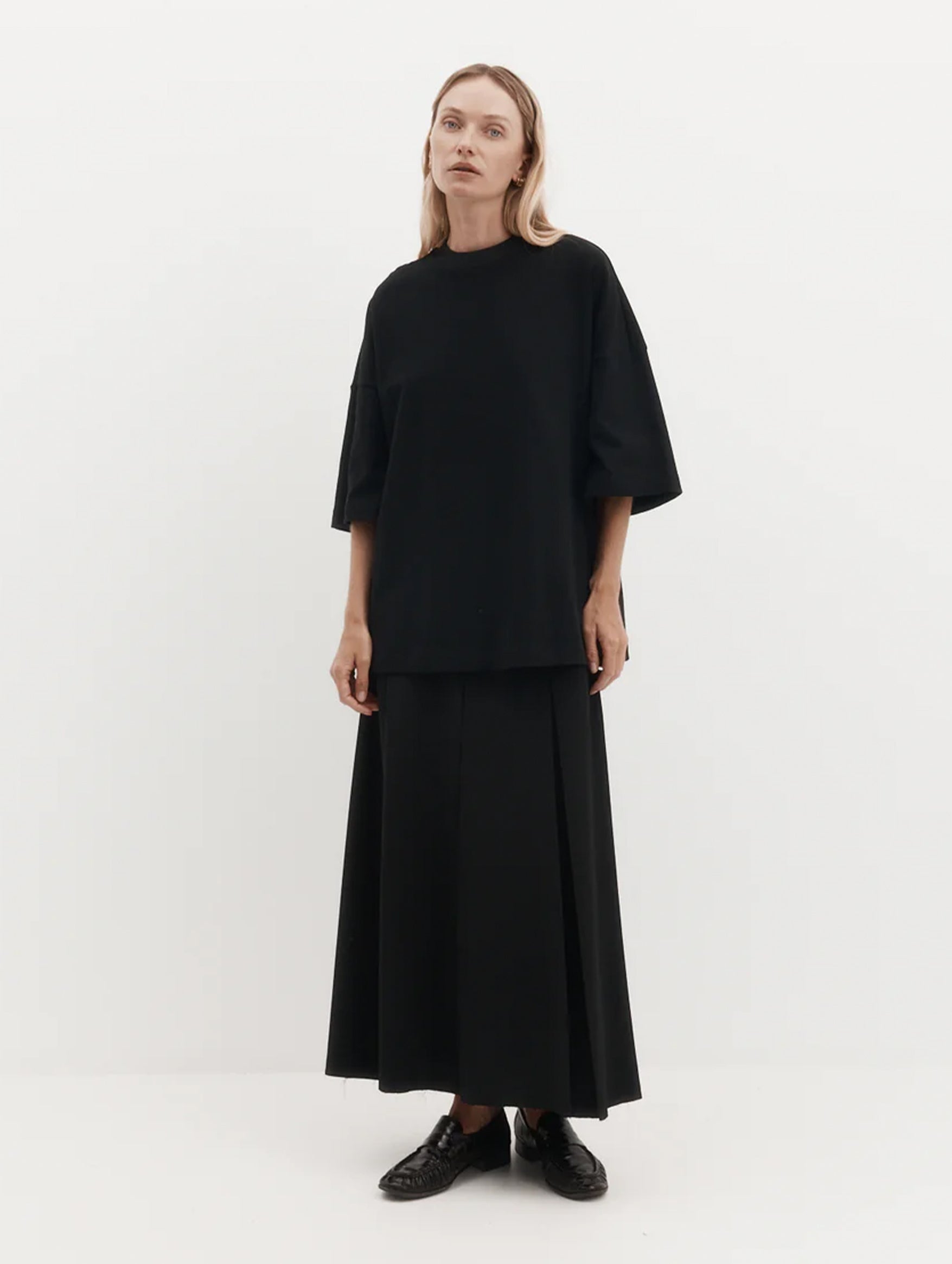 Ava Skirt in Black Drape Suiting