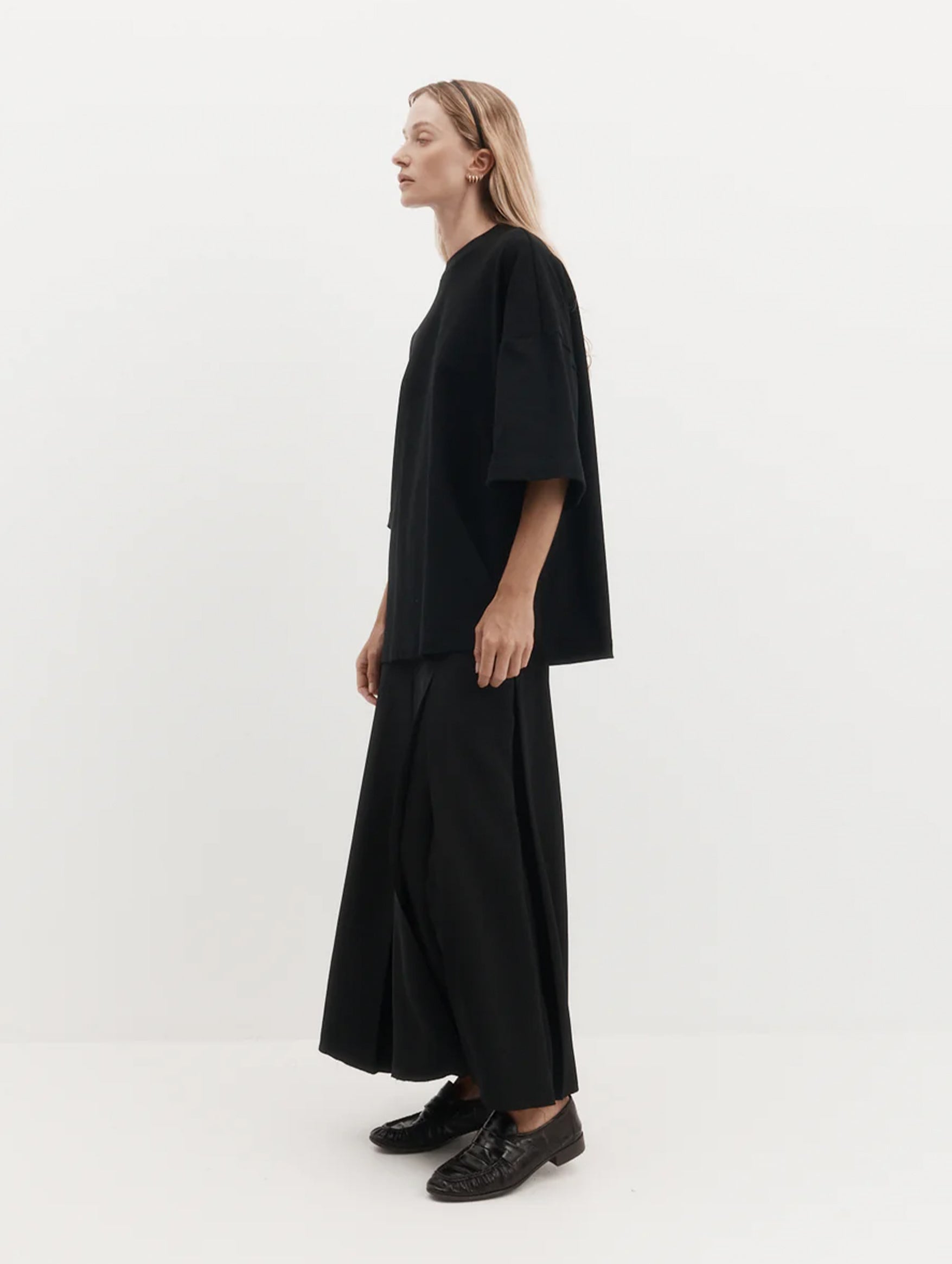 Ava Skirt in Black Drape Suiting