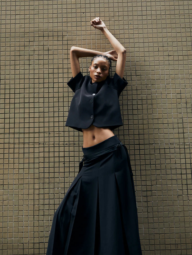 Ava Skirt in Black Drape Suiting