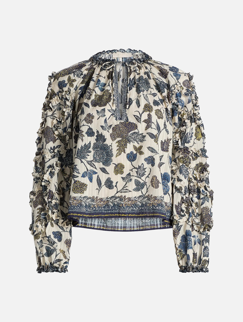 Azrou Long Sleeve Blouse in Porcelain