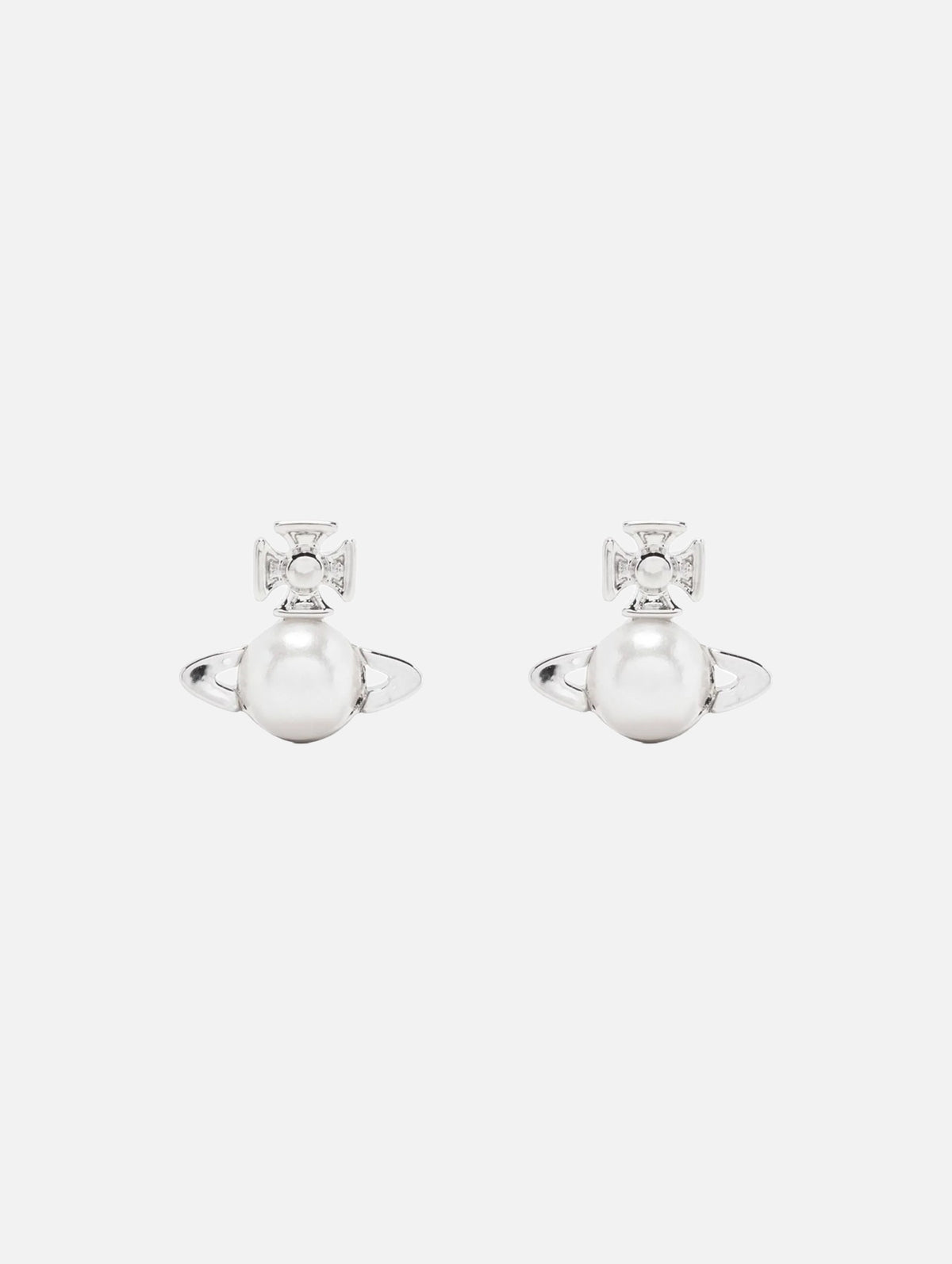 Balbina Earrings in Platinum & Cream Pearl