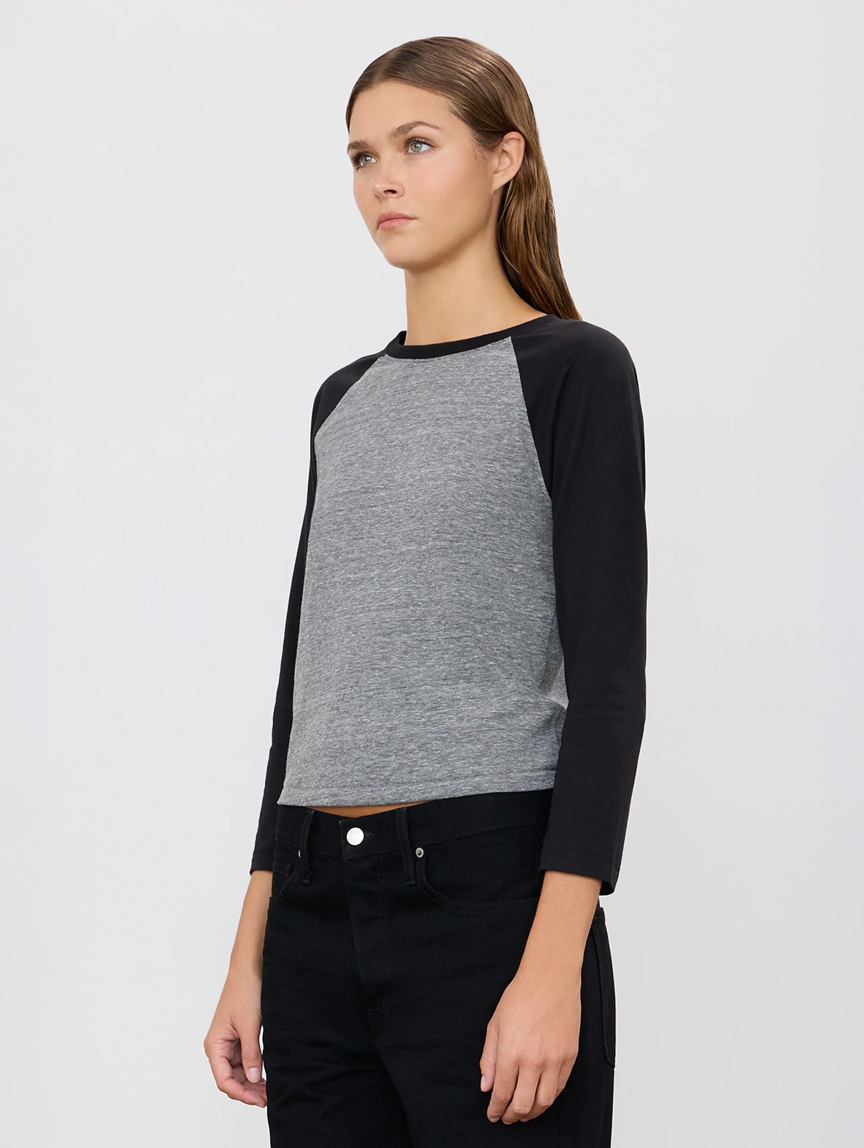 Baseball Tee in Dark Grey and Black