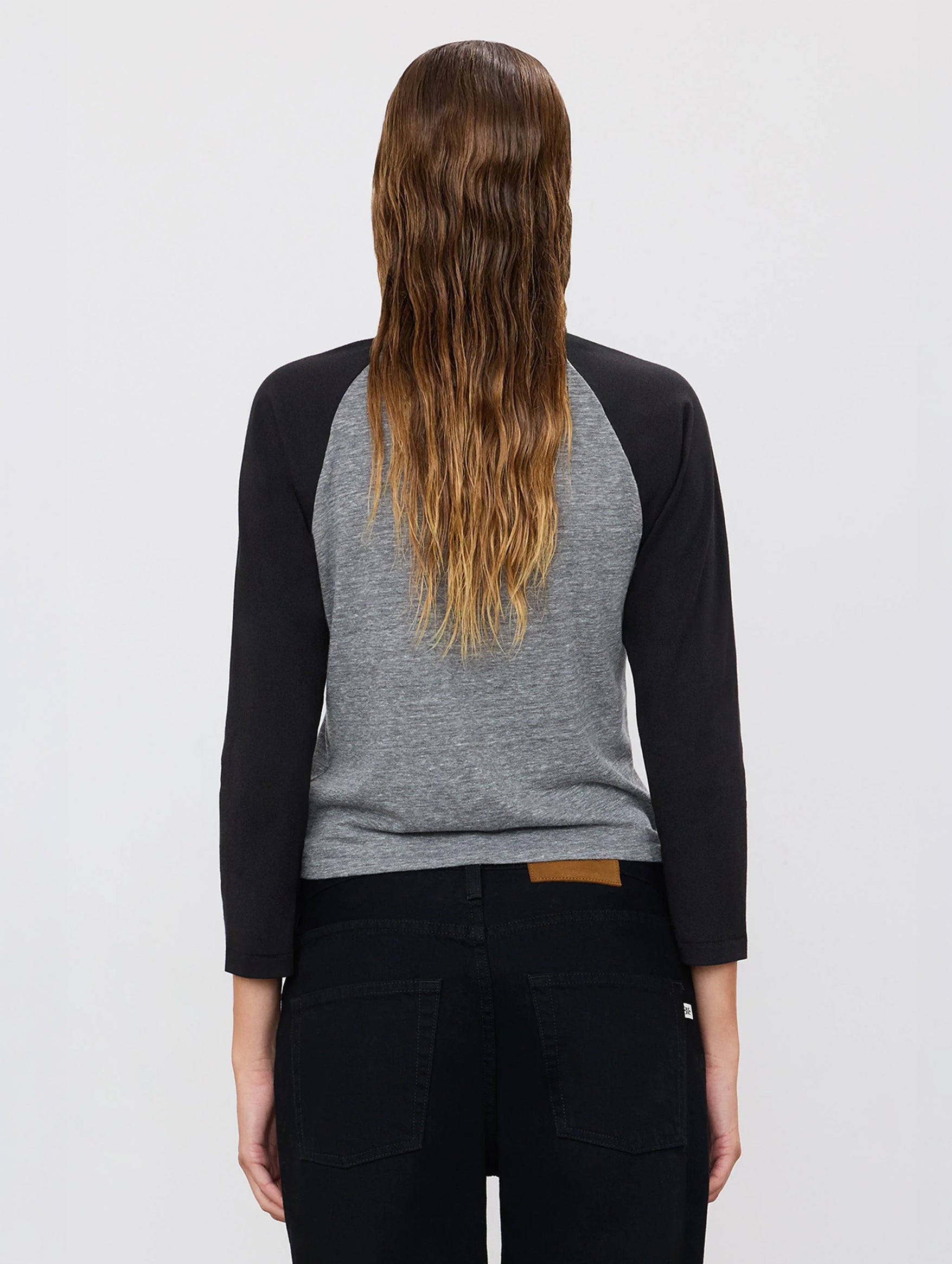 Baseball Tee in Dark Grey and Black