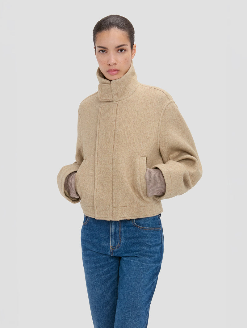 Bomber Jacket in Camel Melange