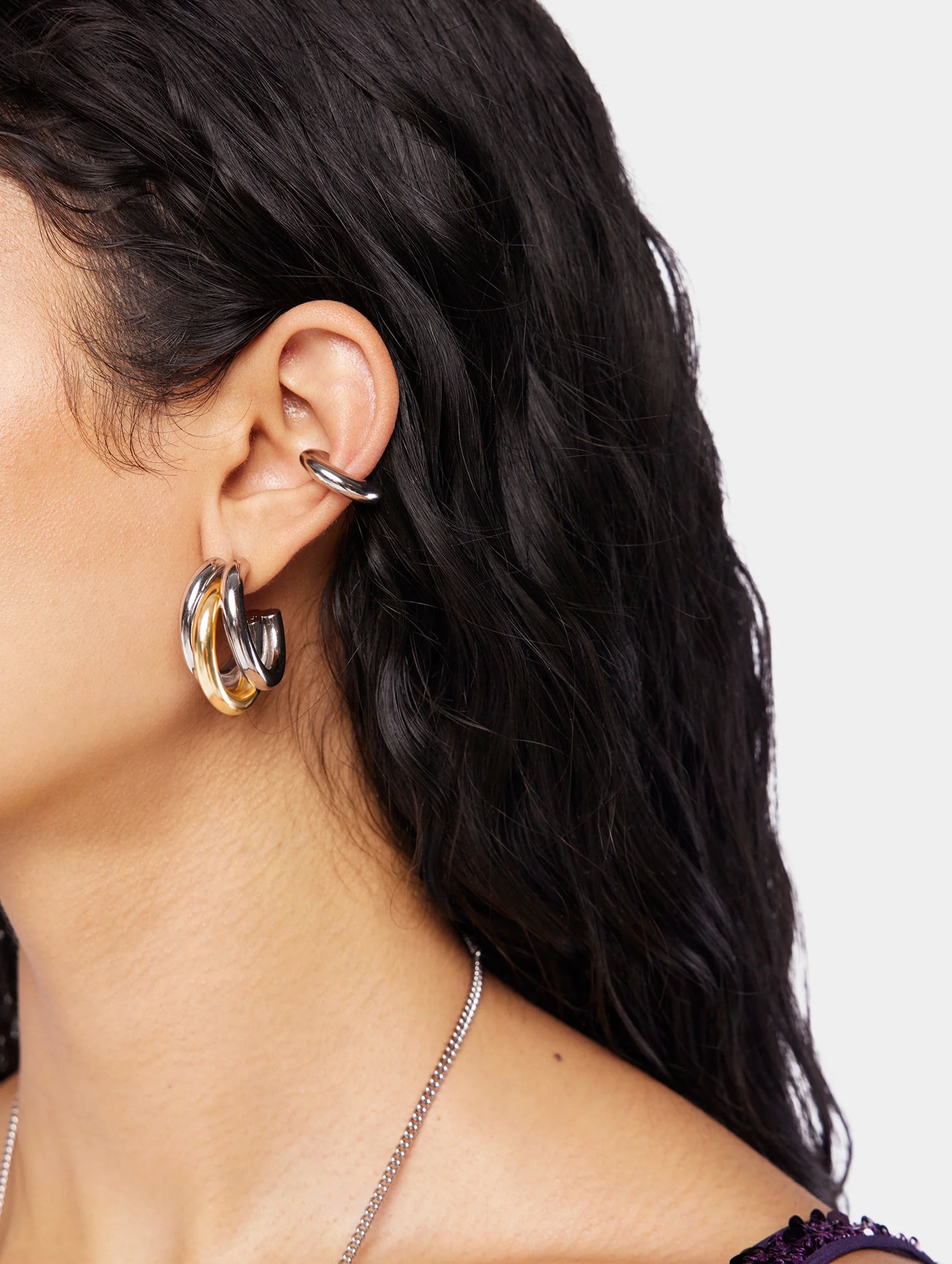 Half Hoop Earrings in Gold and Silver