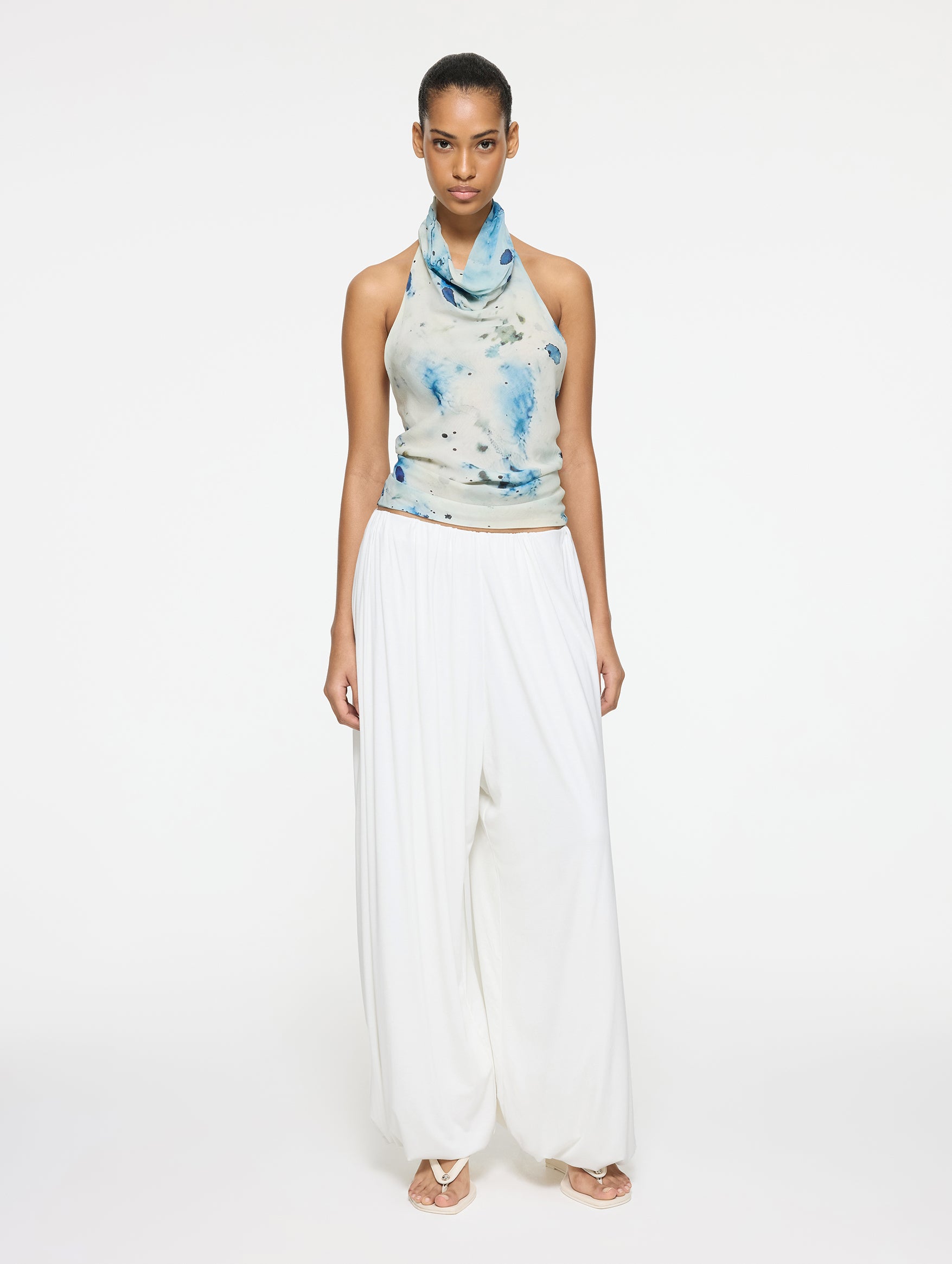 Back Wrap Top in ocean veil print