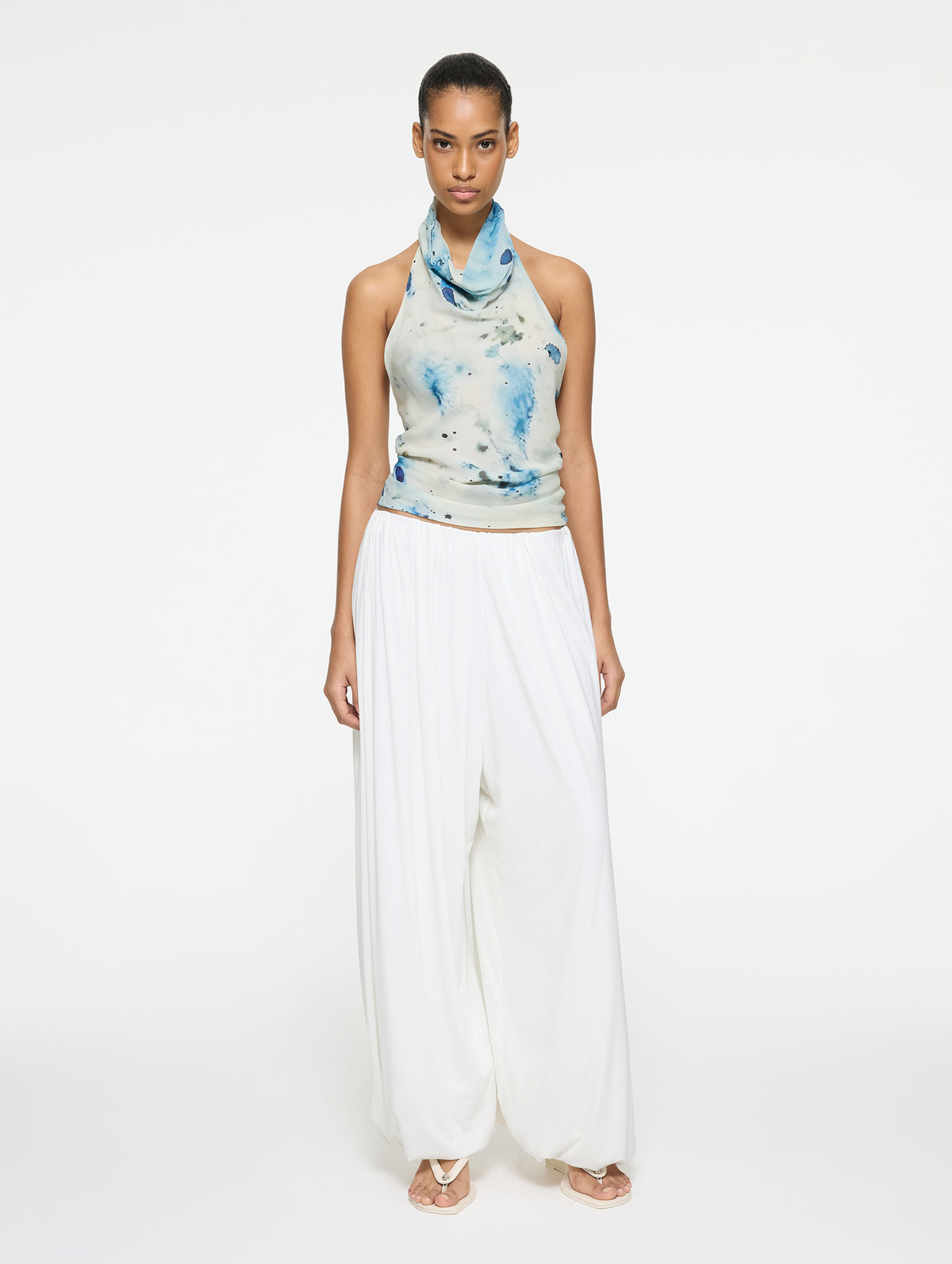 Back Wrap Top in ocean veil print
