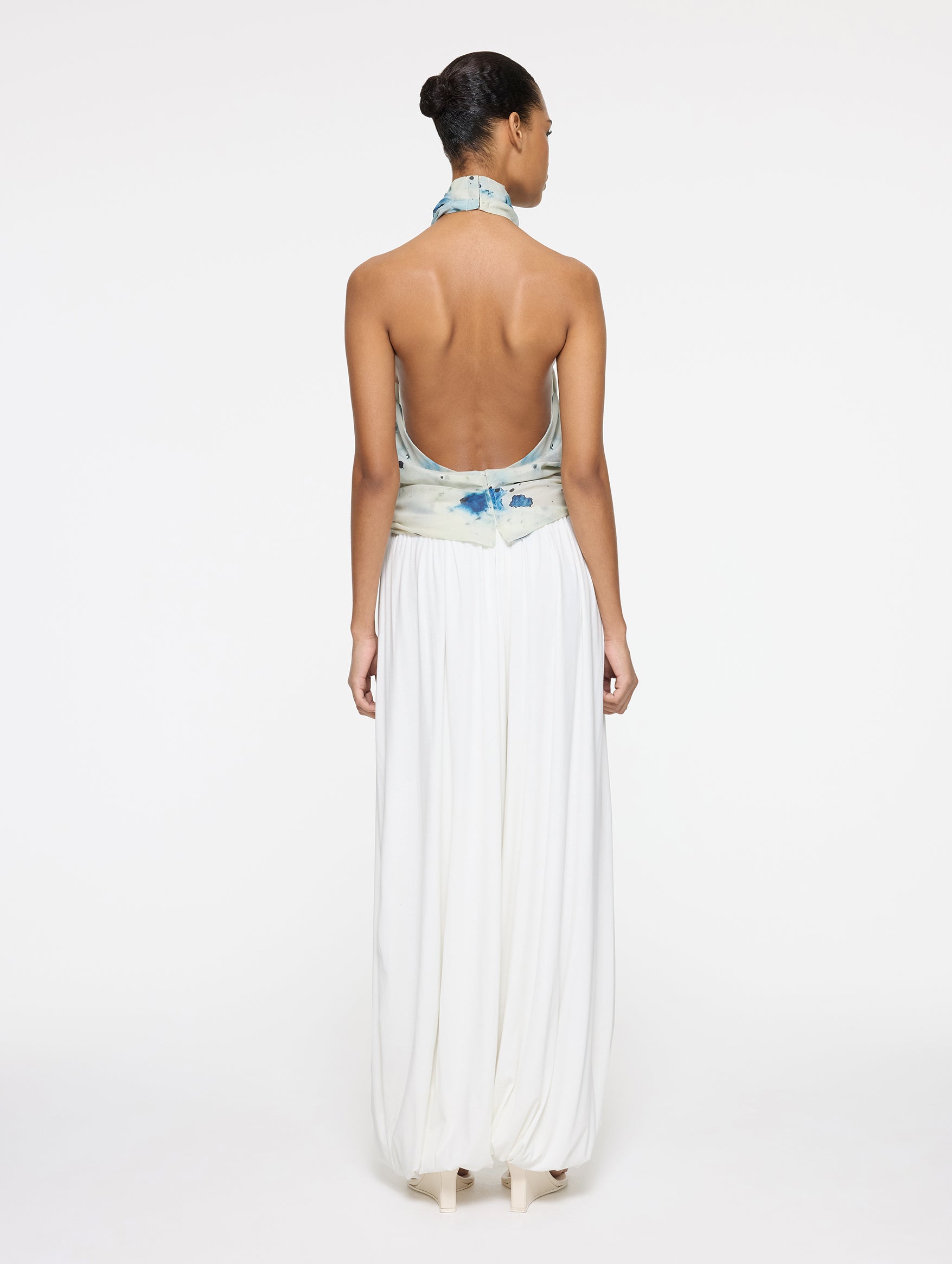 Back Wrap Top in ocean veil print