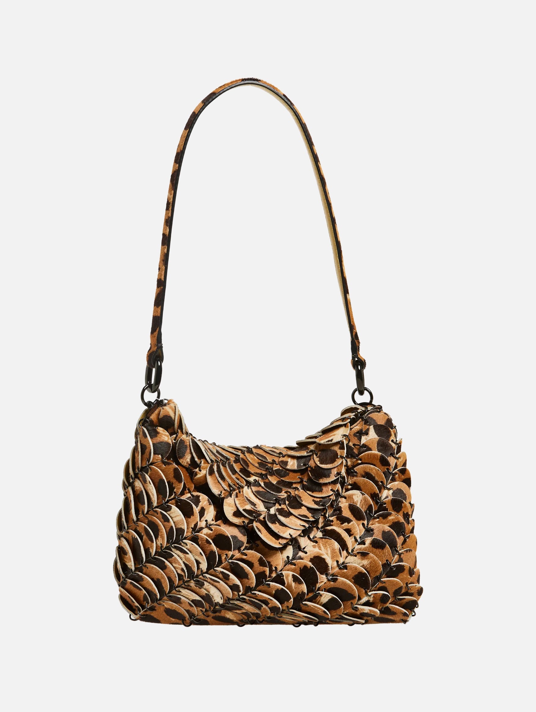 Leather & Calf Hair Shoulder Bag in Cheetah