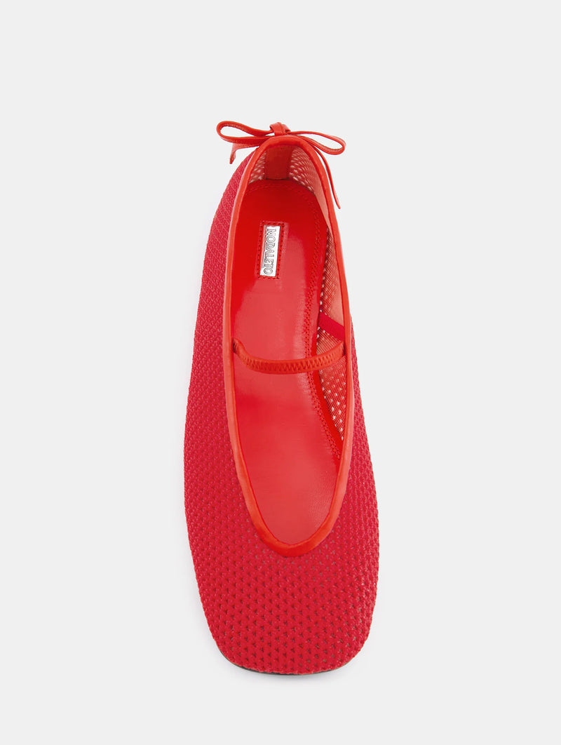 Crochet Ballet Flats in Red Corvette