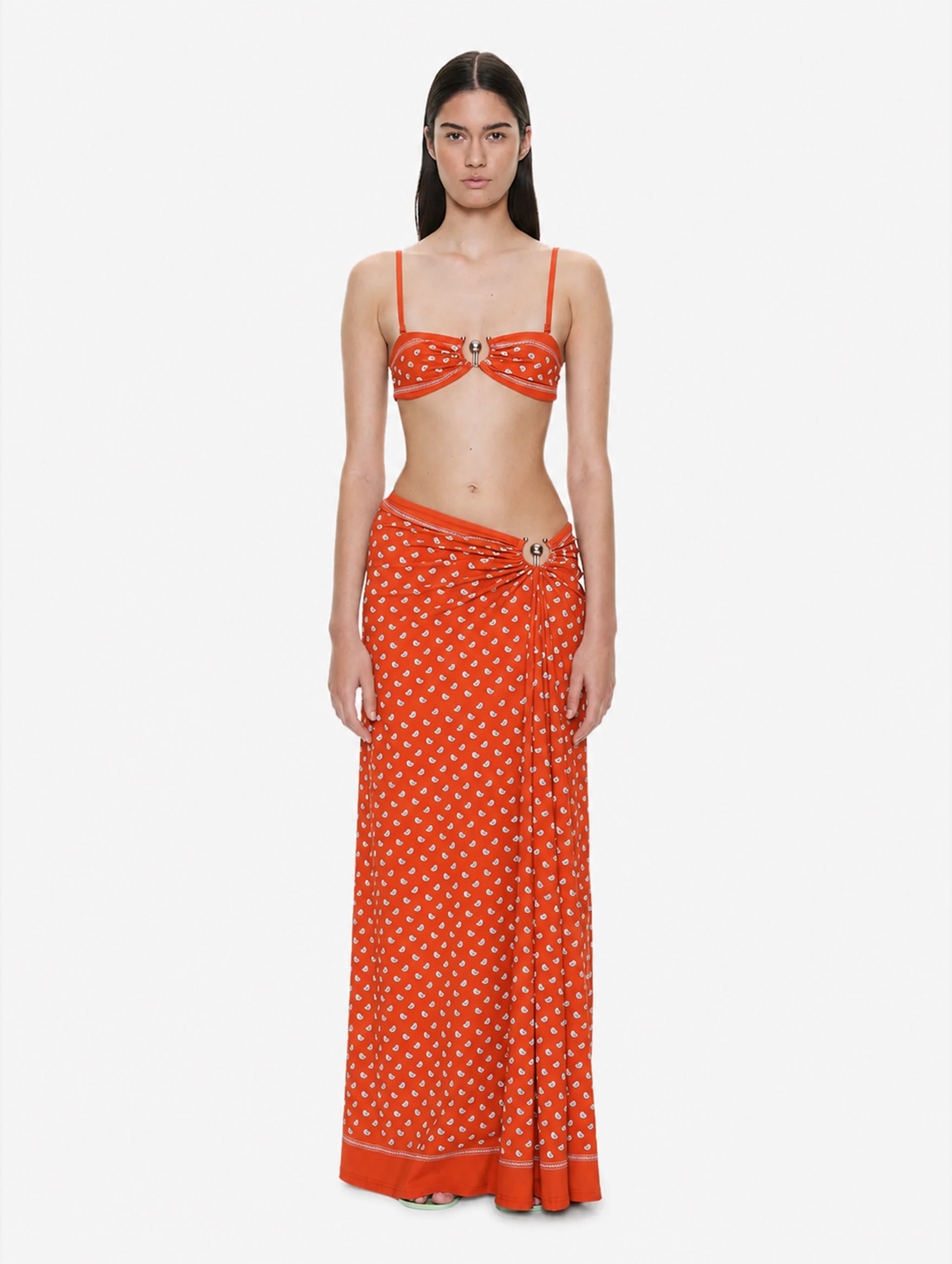 Bandana Ruched Orbit Skirt in Carnelian