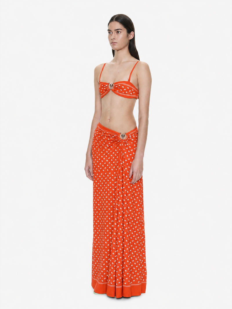 Bandana Ruched Orbit Skirt in Carnelian