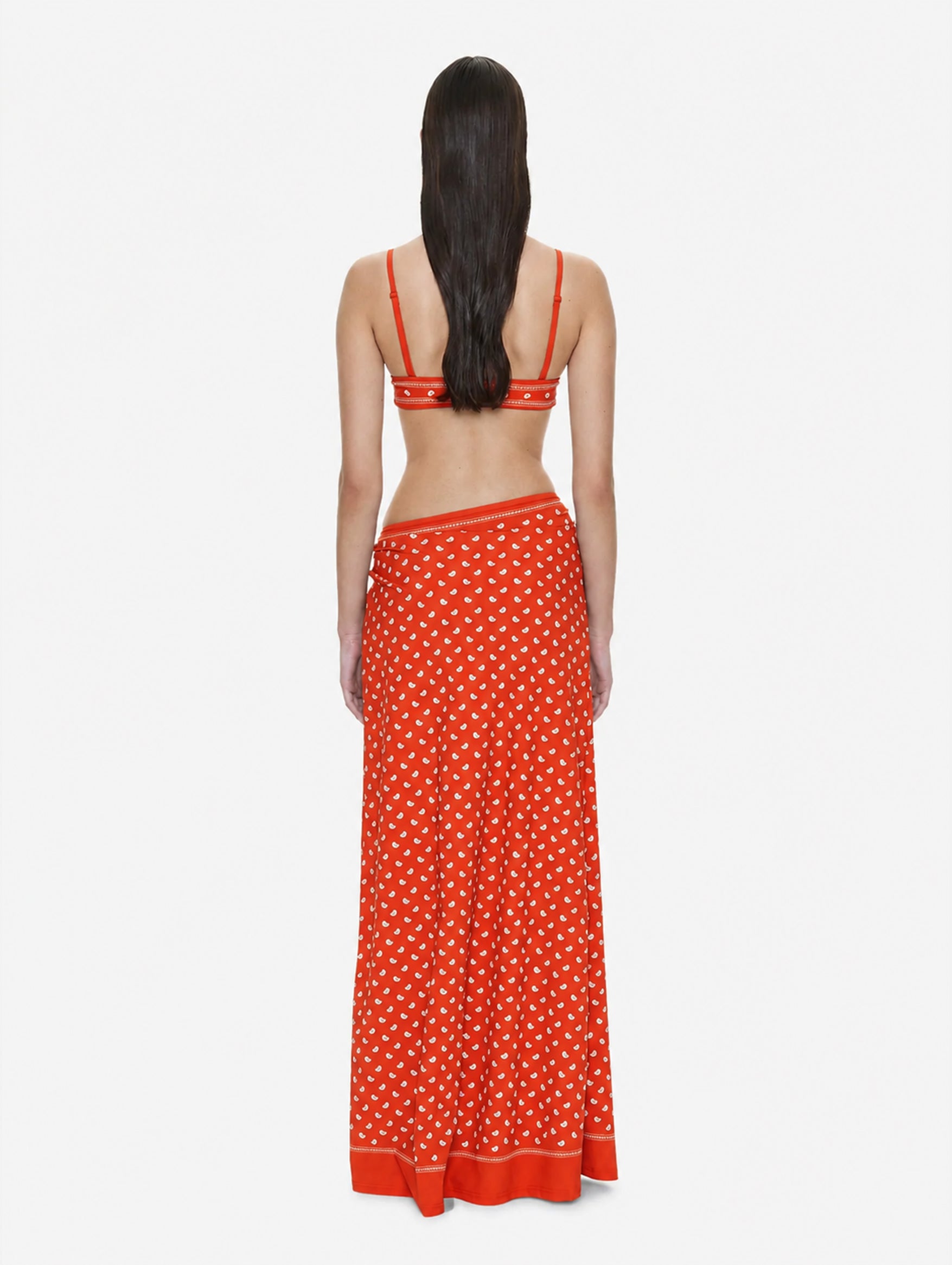 Bandana Ruched Orbit Skirt in Carnelian