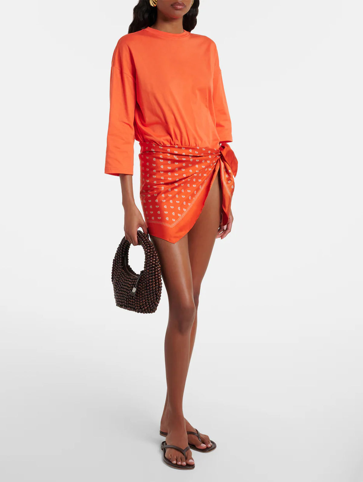 Bandana Scarf Pareo Tee in Carnelian