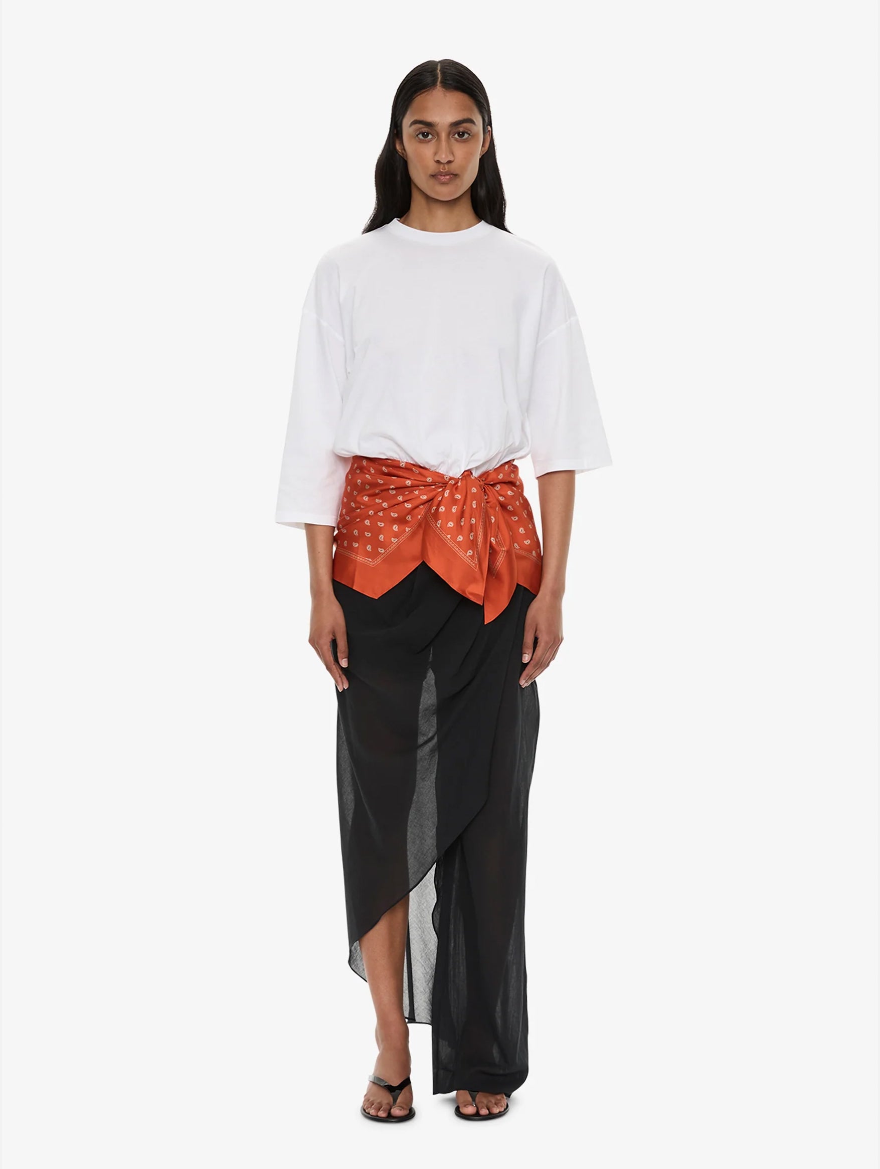 Bandana Scarf Pareo Tee in Carnelian