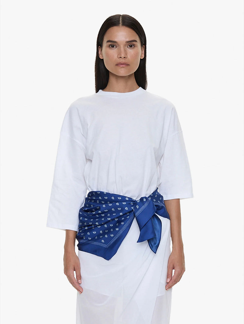 Bandana Scarf Pareo Tee in White And Indigo