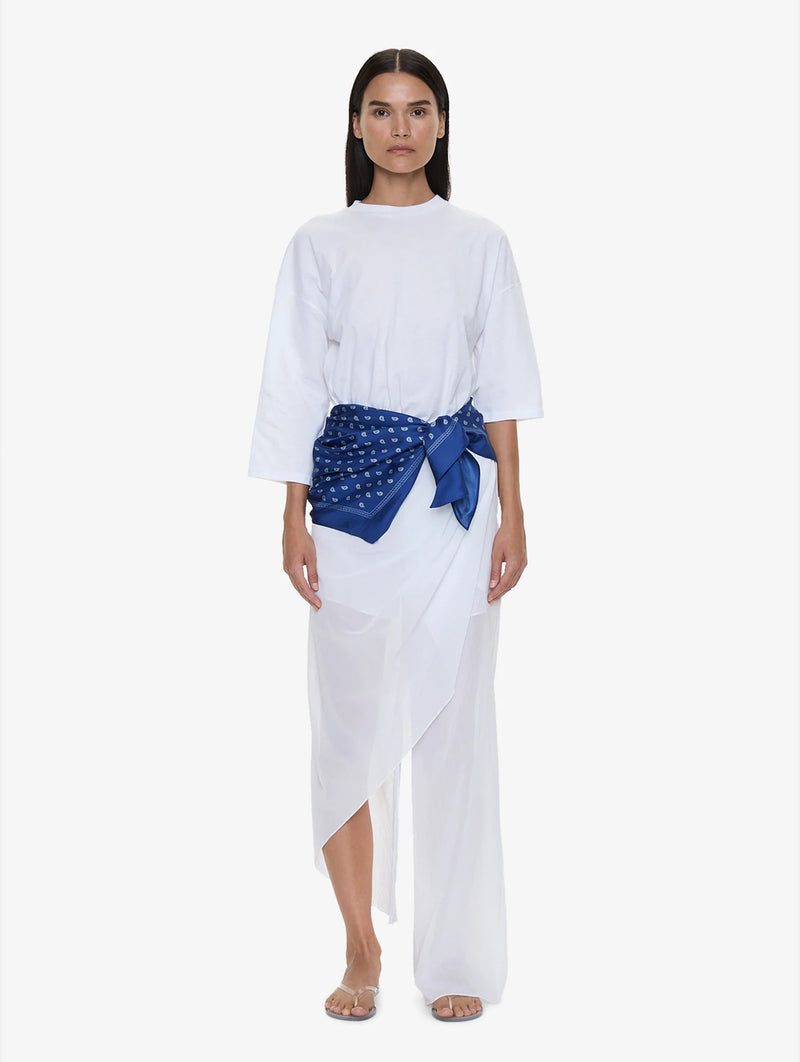 Bandana Scarf Pareo Tee in White And Indigo