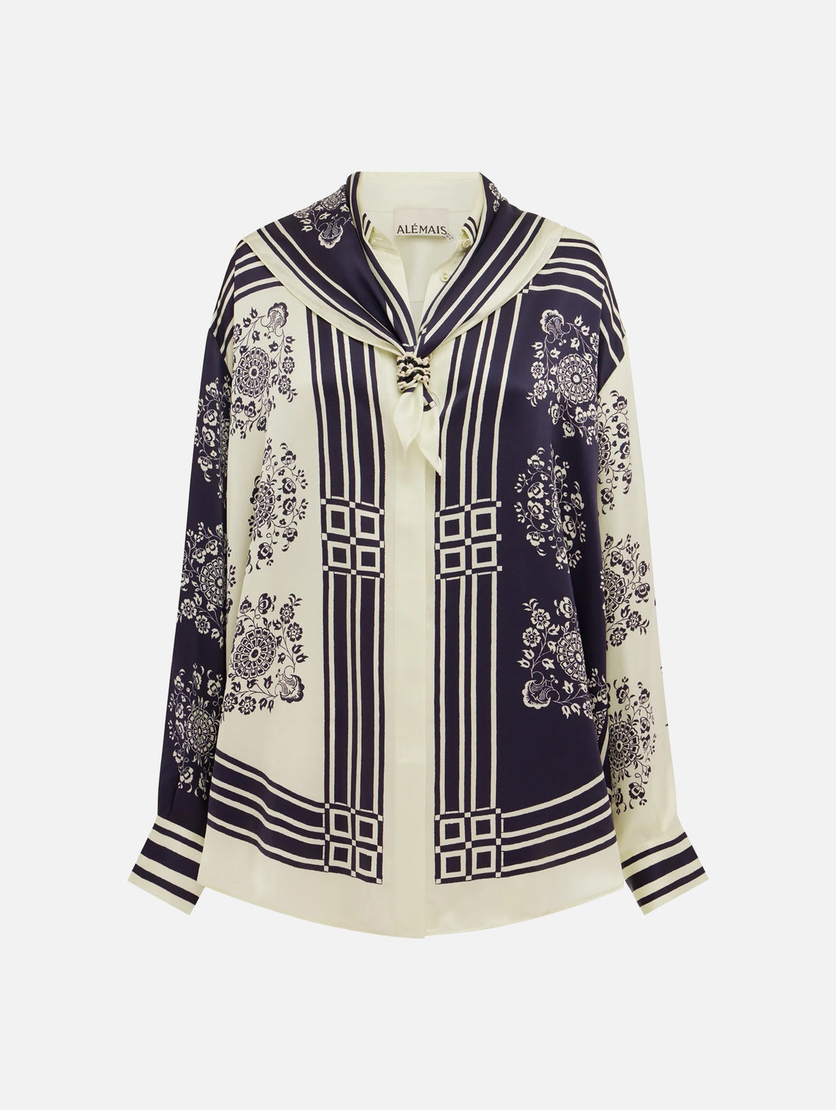 Banderra Scarf Silk Shirt in Ink