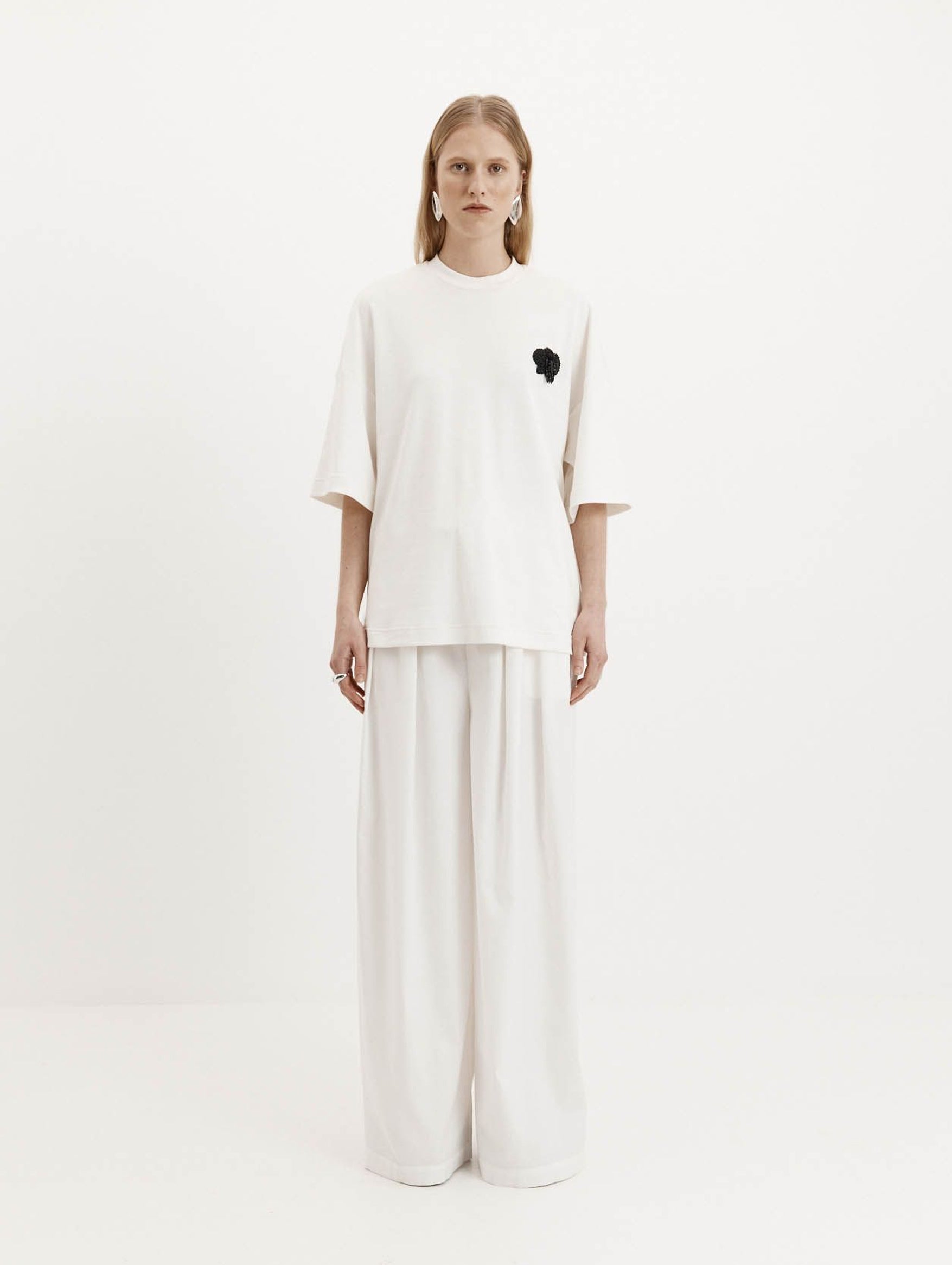 Beaded Orchid T-Shirt in White