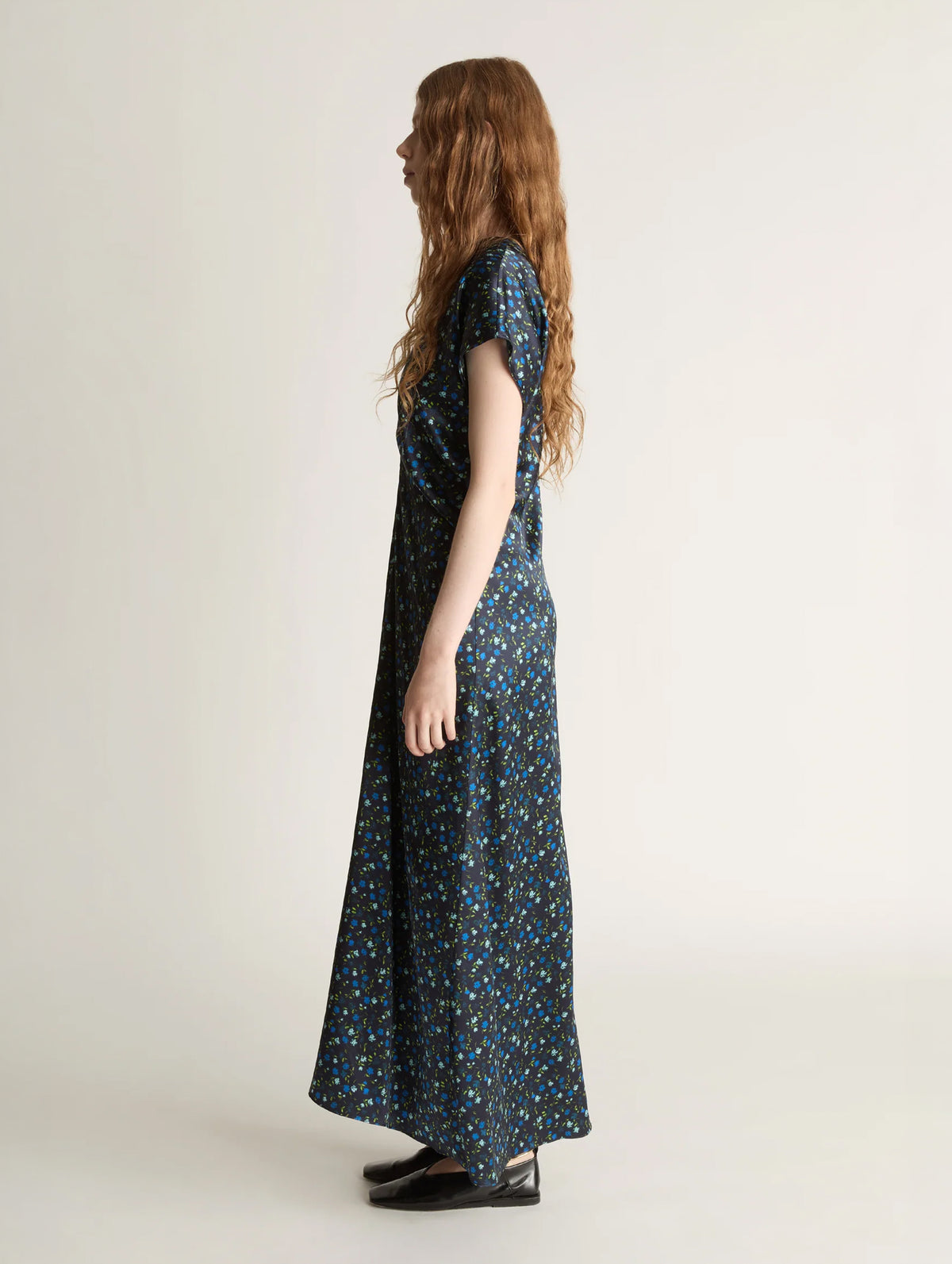 Bella Silk Maxi Dress in Navy