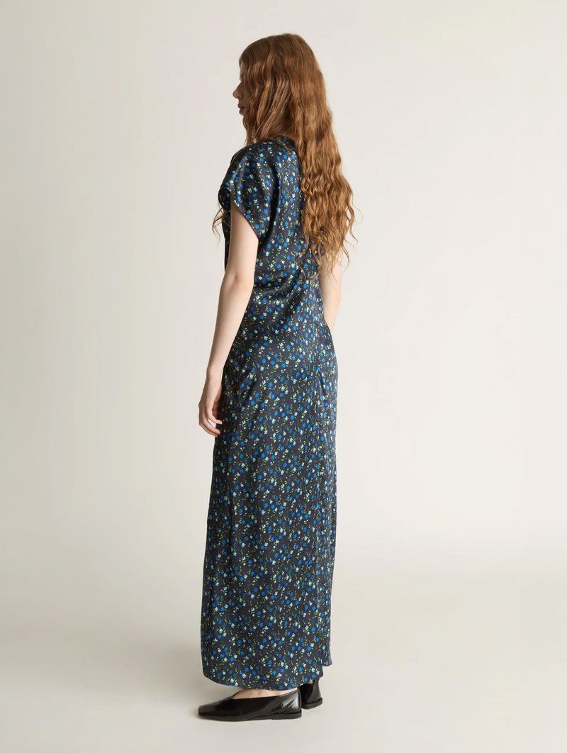 Bella Silk Maxi Dress in Navy