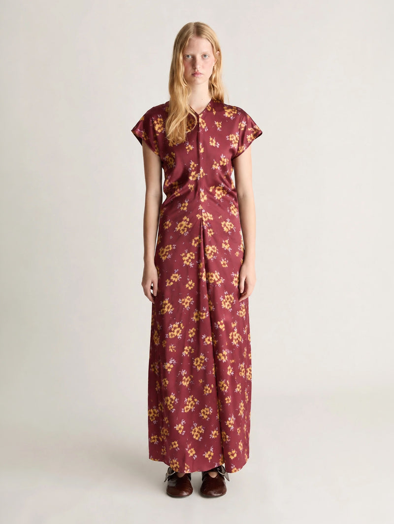 Bella Silk Maxi Dress in Sangria