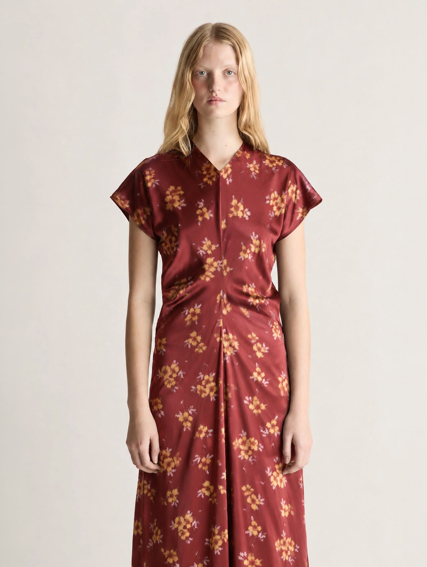 Bella Silk Maxi Dress in Sangria