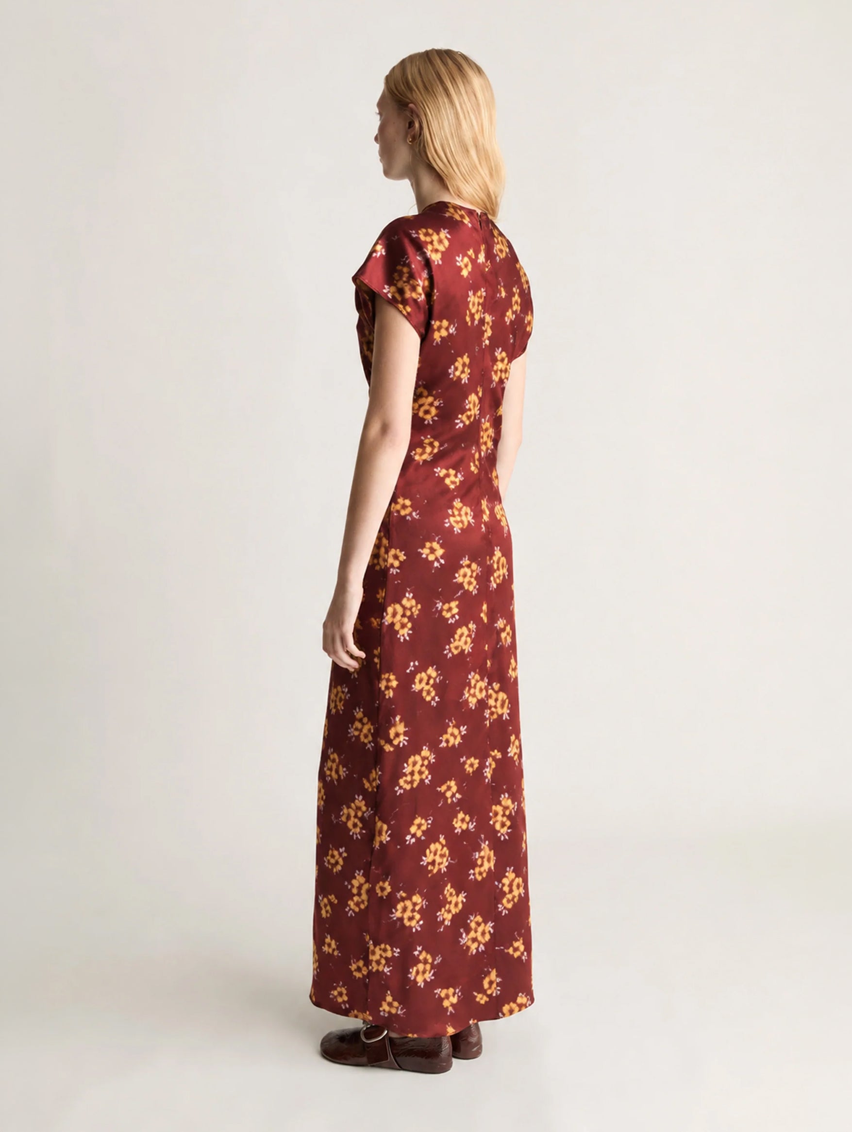 Bella Silk Maxi Dress in Sangria
