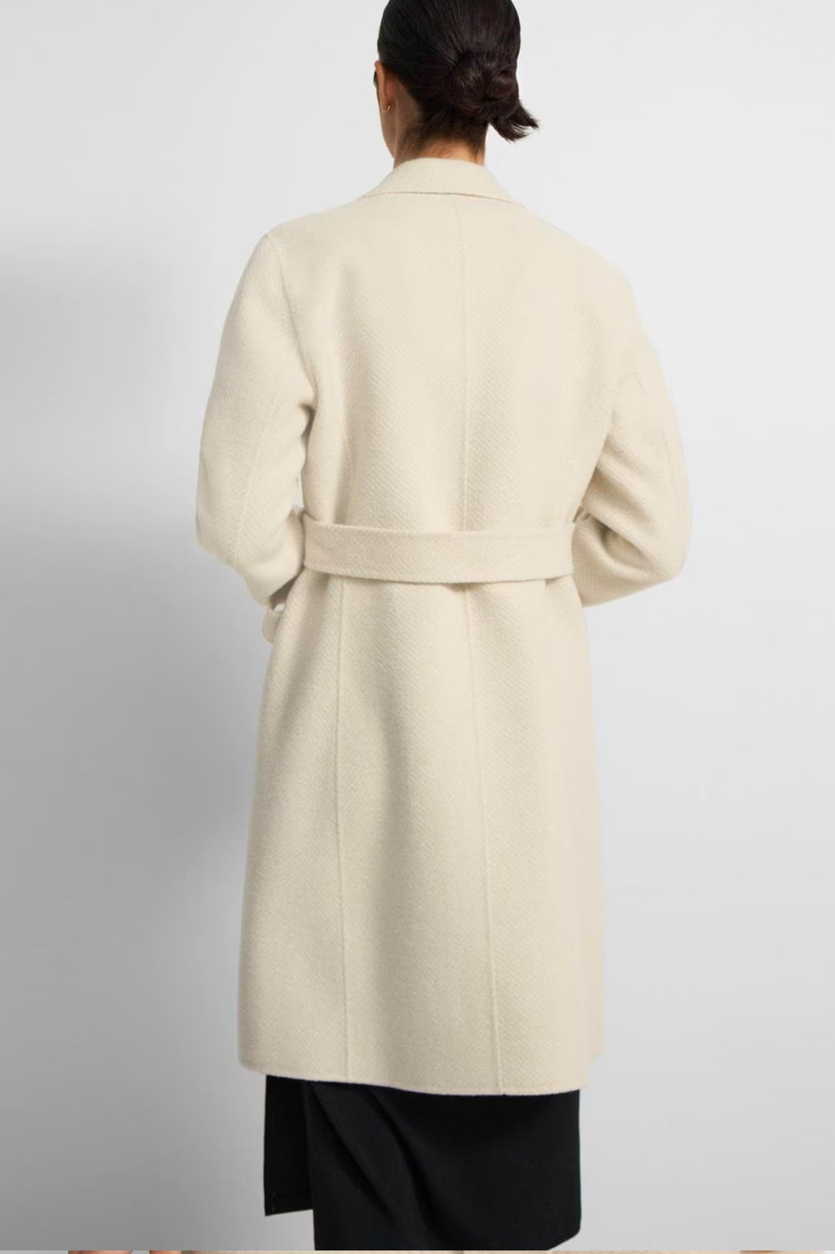 Chevron Wool Coat in Cream