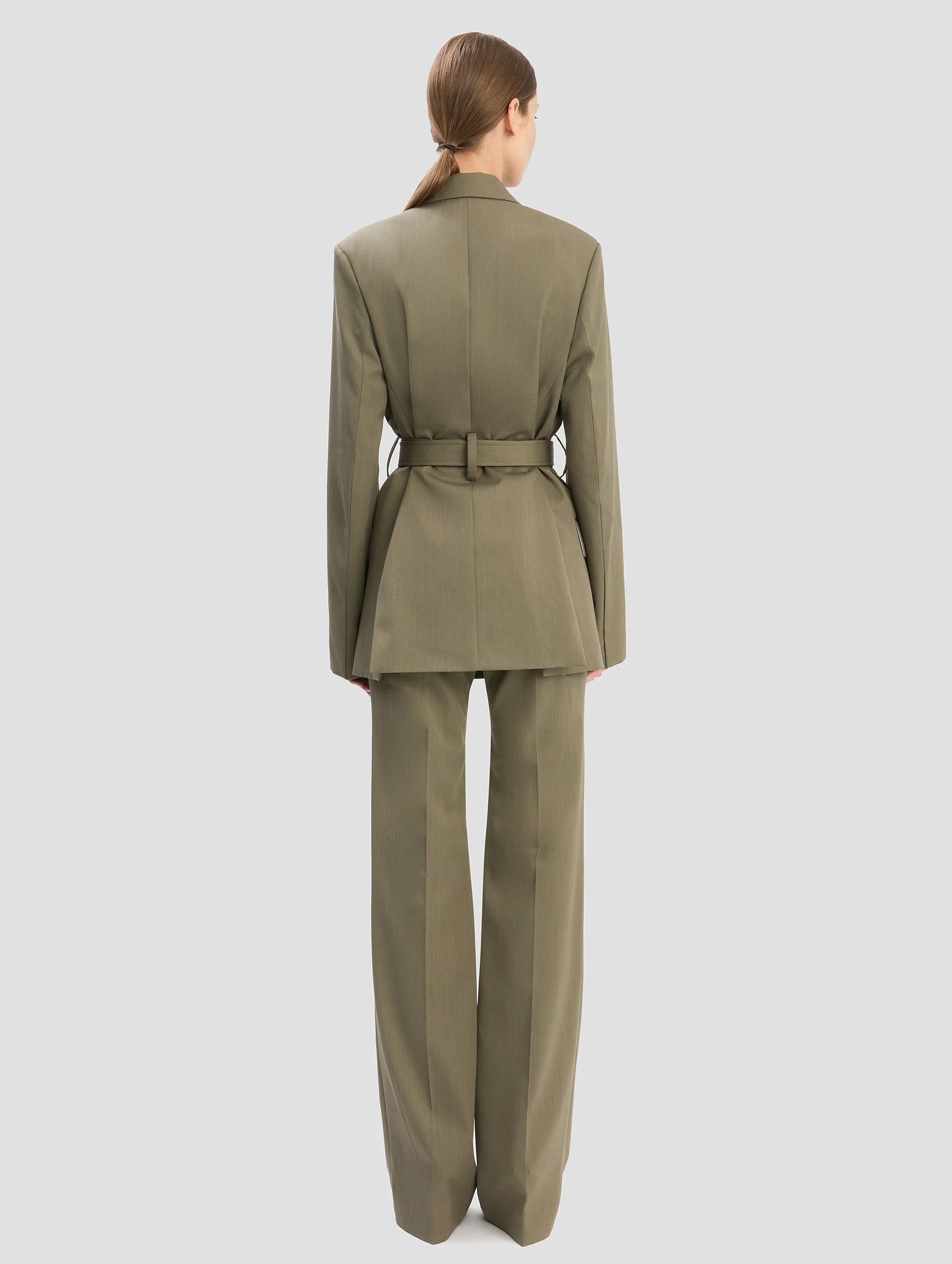 Belted Tailored Jacket in Sage Melange