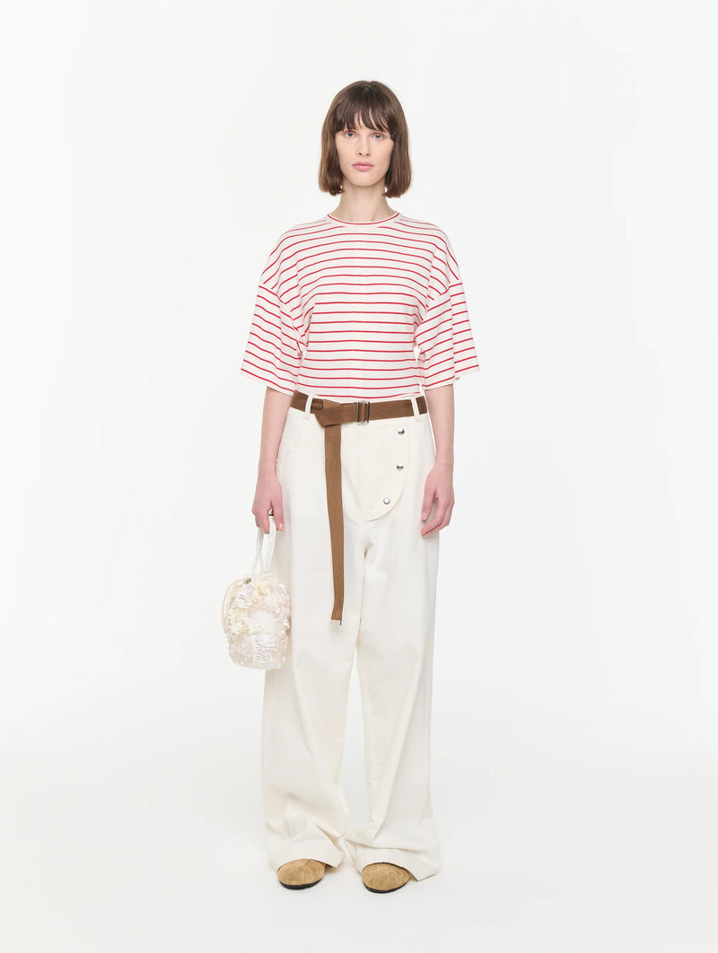 Drill Cargo Pants with Belt in Butter