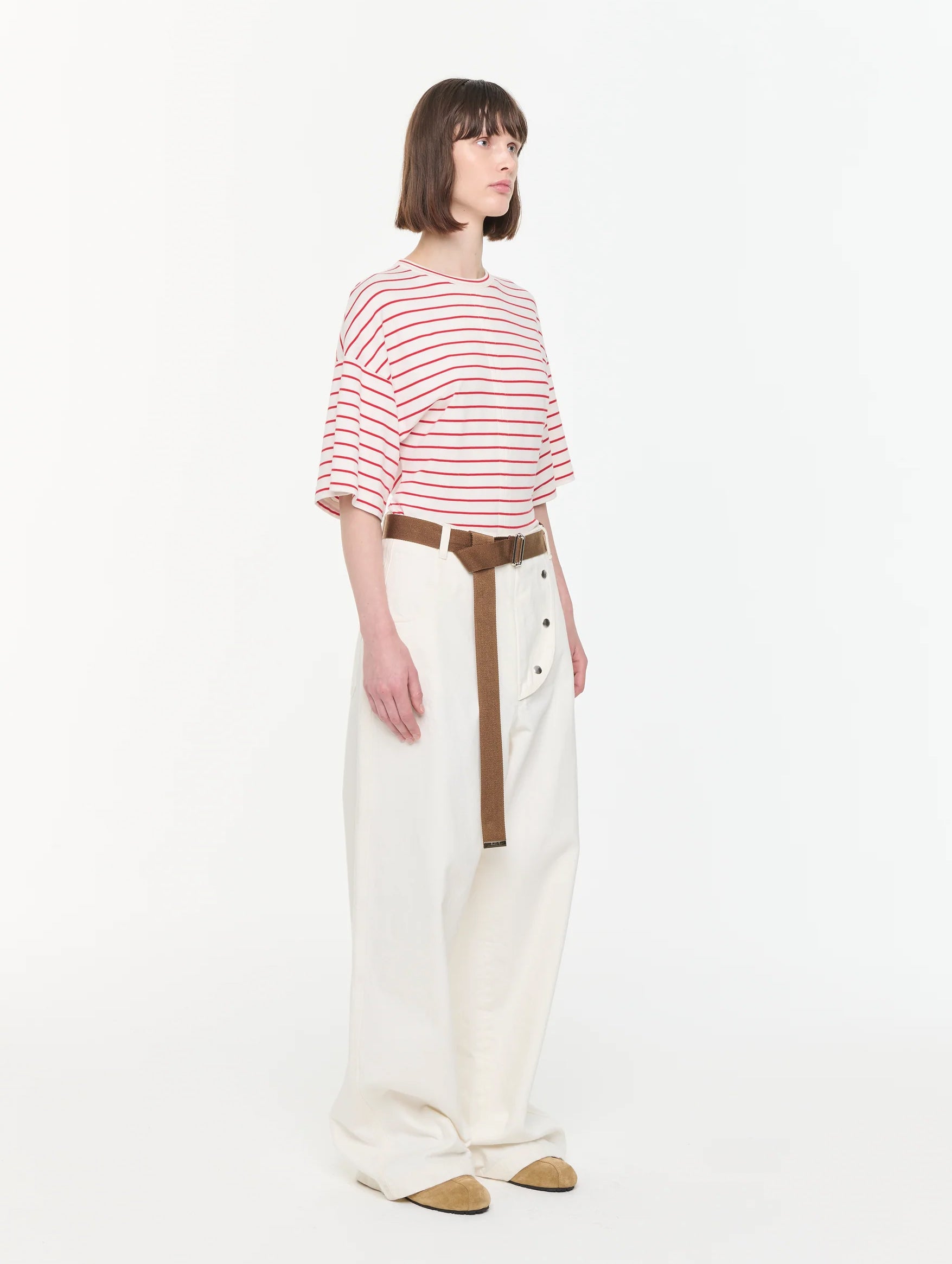 Drill Cargo Pants with Belt in Butter