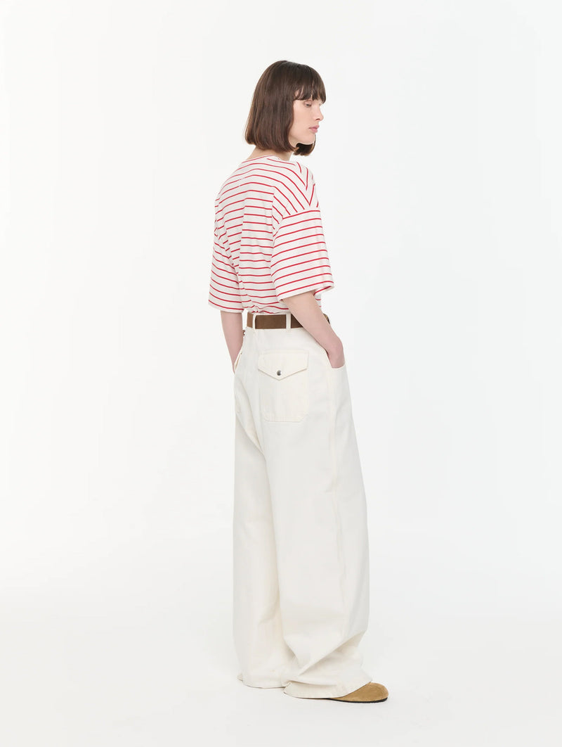 Drill Cargo Pants with Belt in Butter