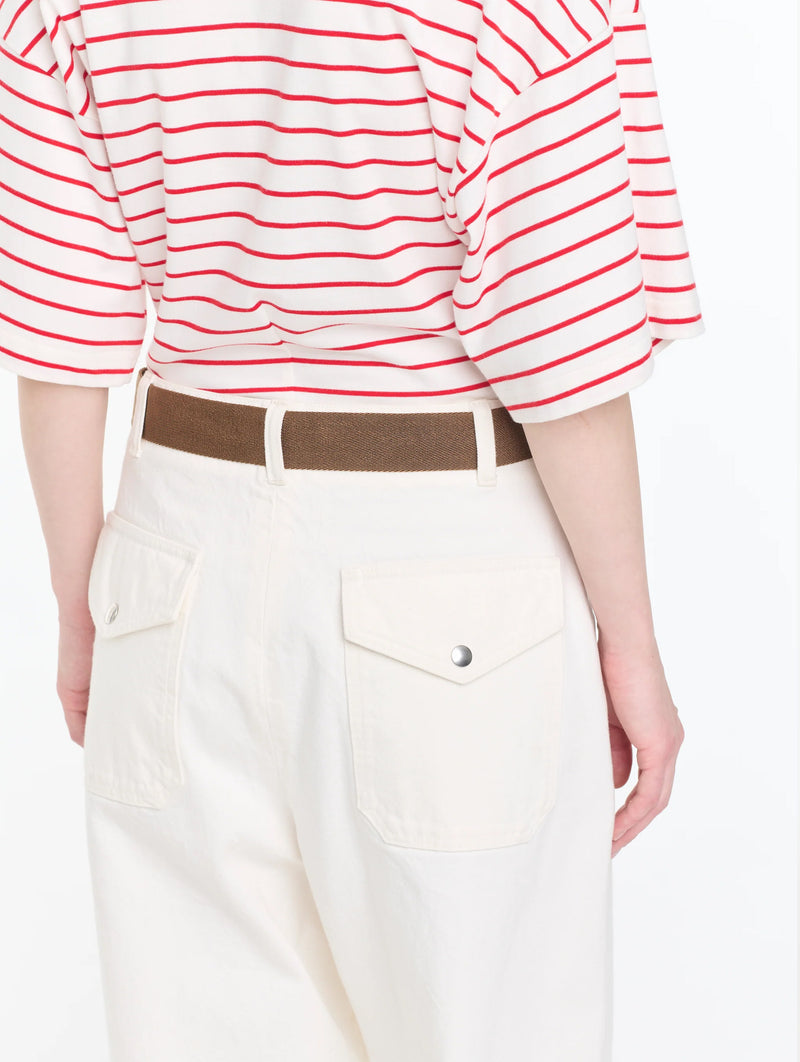 Drill Cargo Pants with Belt in Butter